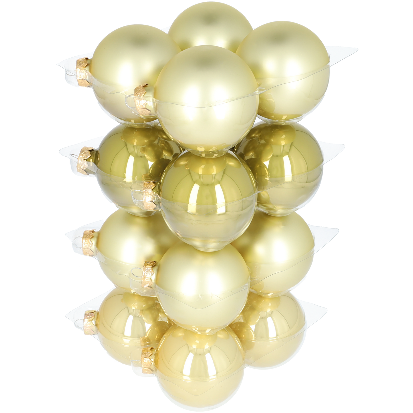 Glazen kerstballen - Set van 16 stuks/80mm - Glas - Mustard Gold - Goud/Bruin