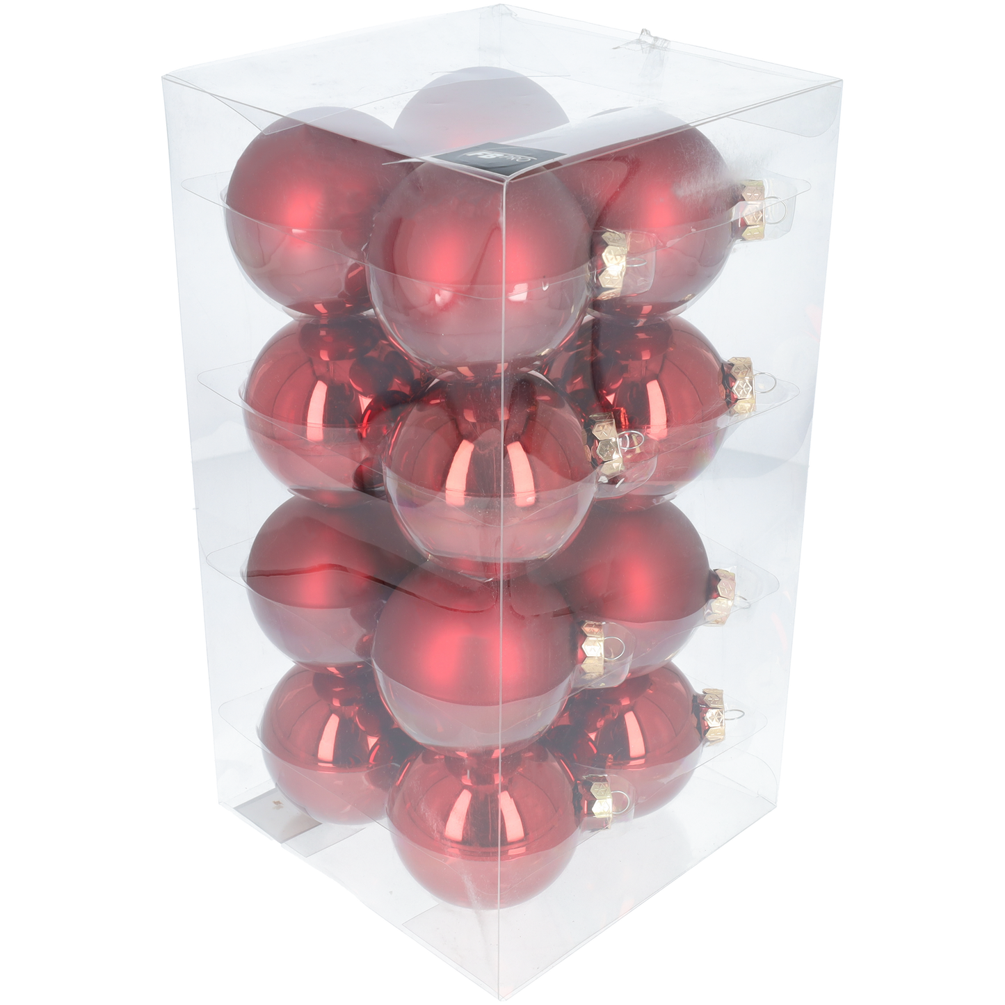 Glazen kerstballen - Set van 16 stuks/80mm - Luxe kerst decoratie - Sfeervolle kerstversiering voor in de kerstboom - Glas - Dark Red Combi - Donkerrood