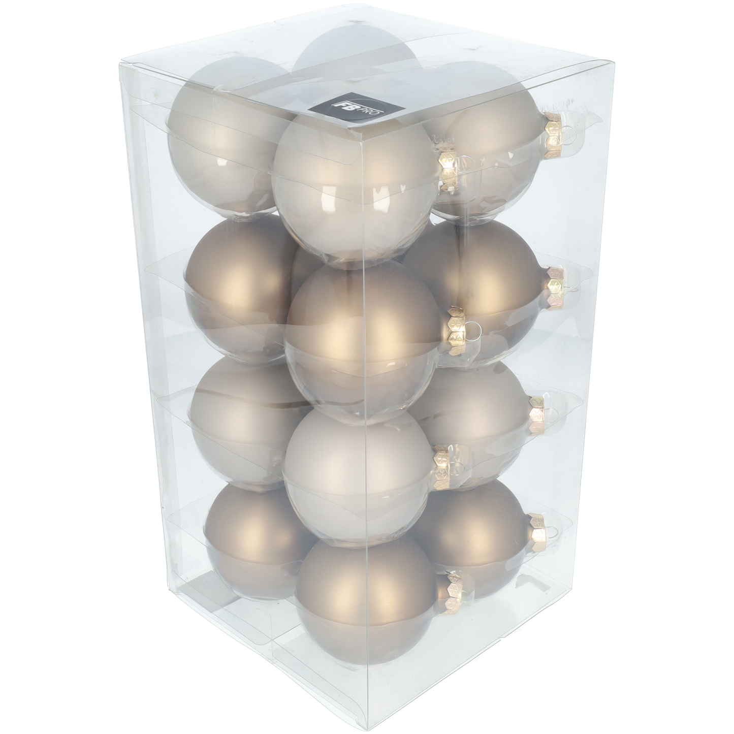 Glazen kerstballen - Set van 16 stuks/80mm - Luxe kerst decoratie - Sfeervolle kerstversiering voor in de kerstboom - Glas - Eucalyptus - Mat Grijs/Bruin