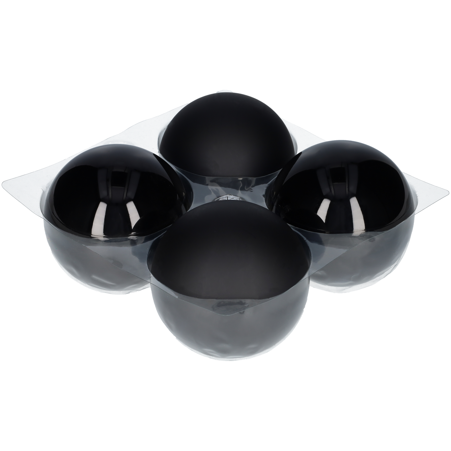Glazen kerstballen - Set van 4 stuks/100mm - Glas - Black Combi - Zwart