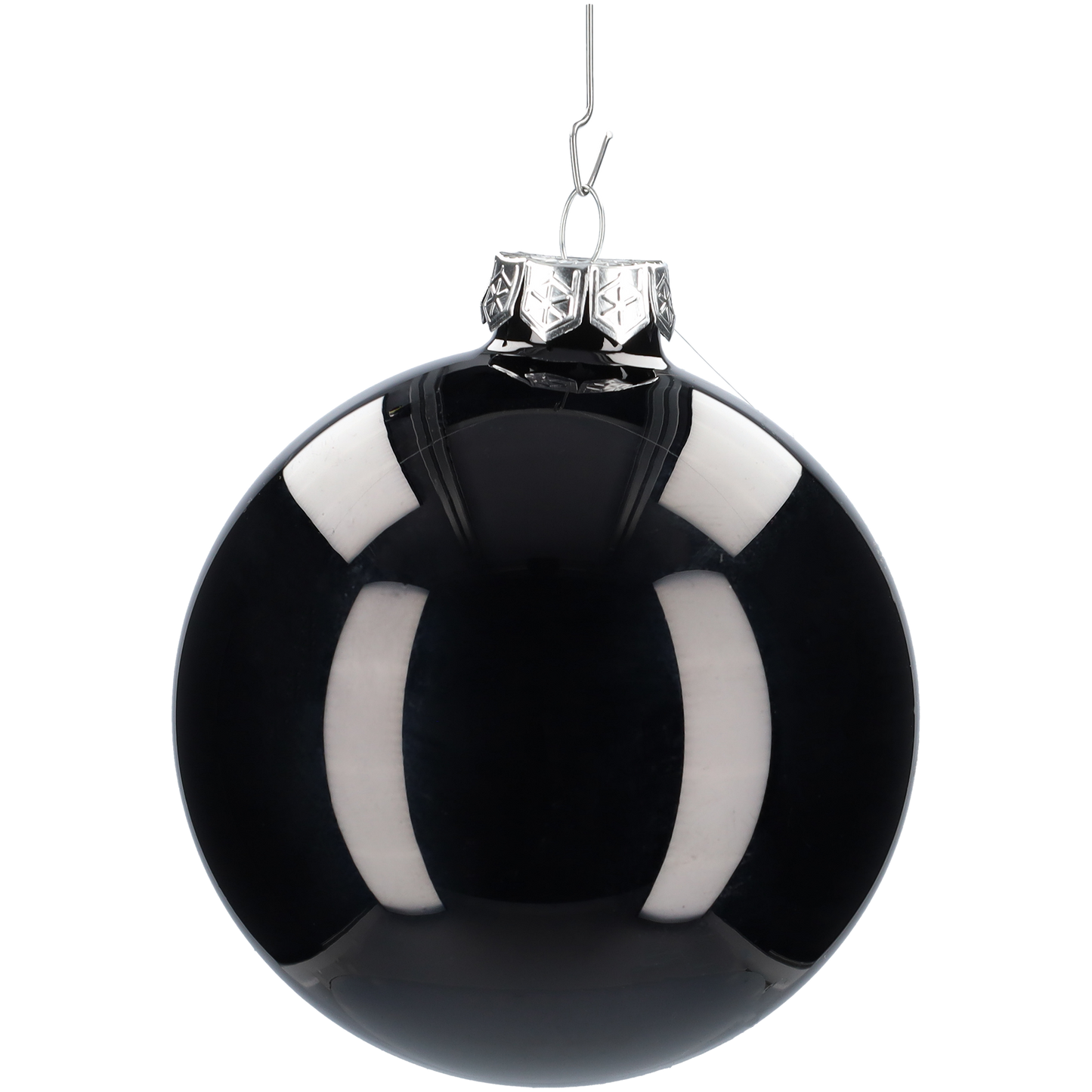 Glazen kerstballen - Set van 4 stuks/100mm - Glas - Black Combi - Zwart