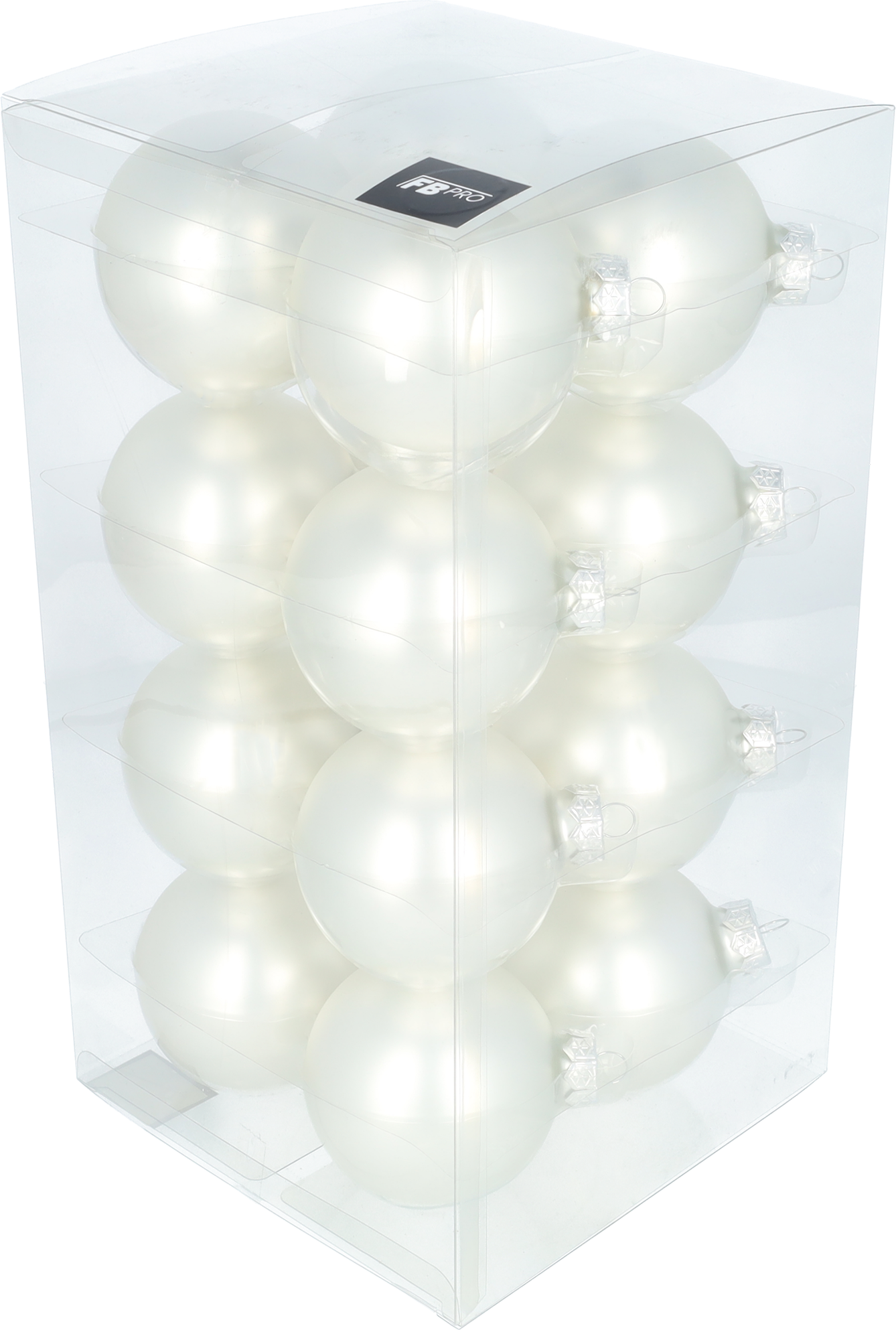 Glazen kerstballen - Set van 16 stuks/80mm - Glas - Matte Silver - Mat Zilver