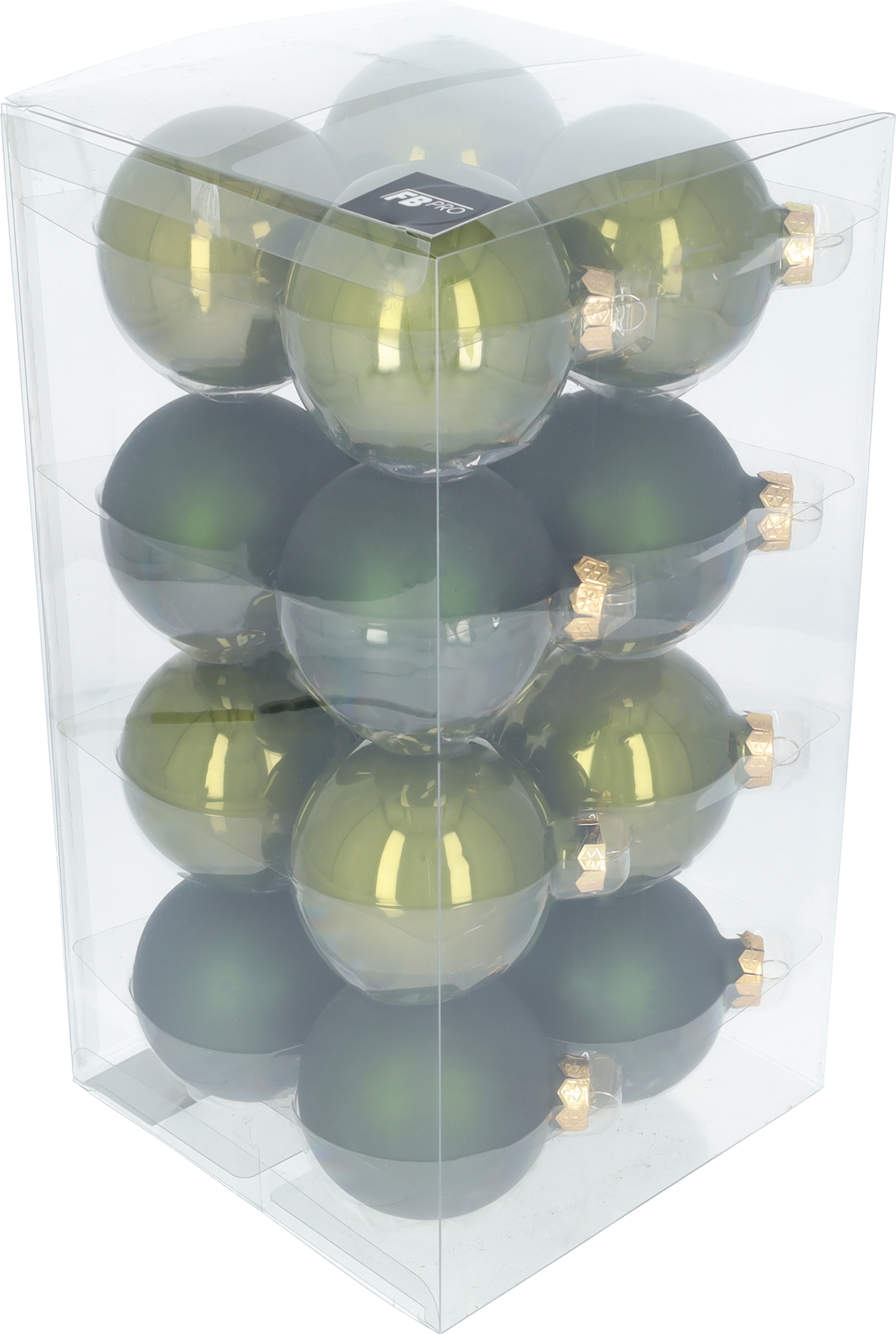 Glazen kerstballen - Set van 16 stuks/80mm - Glas - Pine Green - Groen