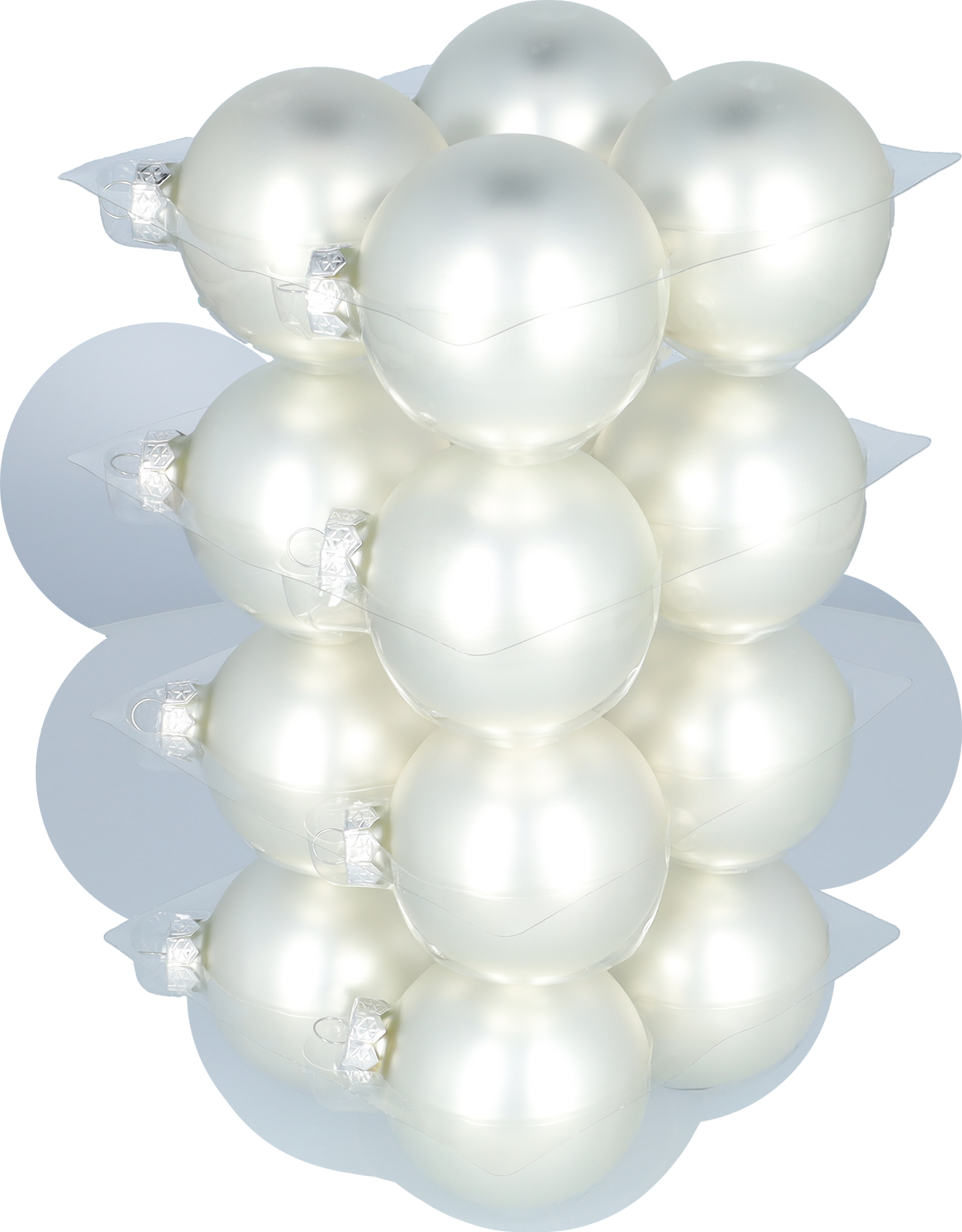 Glazen kerstballen - Set van 16 stuks/80mm - Glas - Matte Silver - Mat Zilver