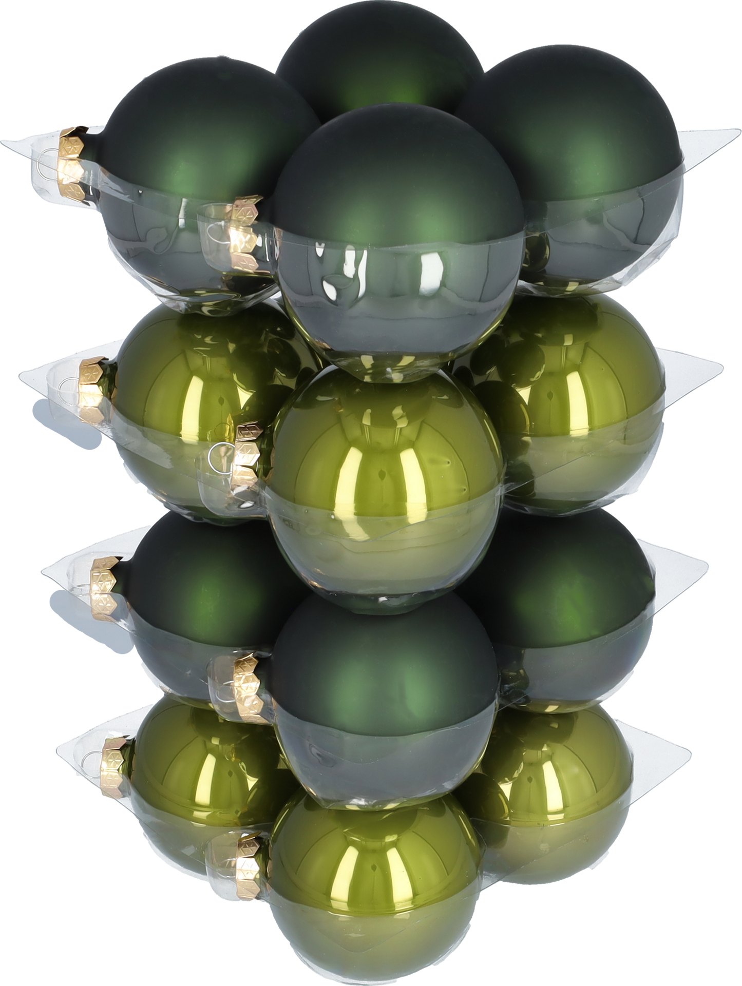 Glazen kerstballen - Set van 16 stuks/80mm - Glas - Pine Green - Groen