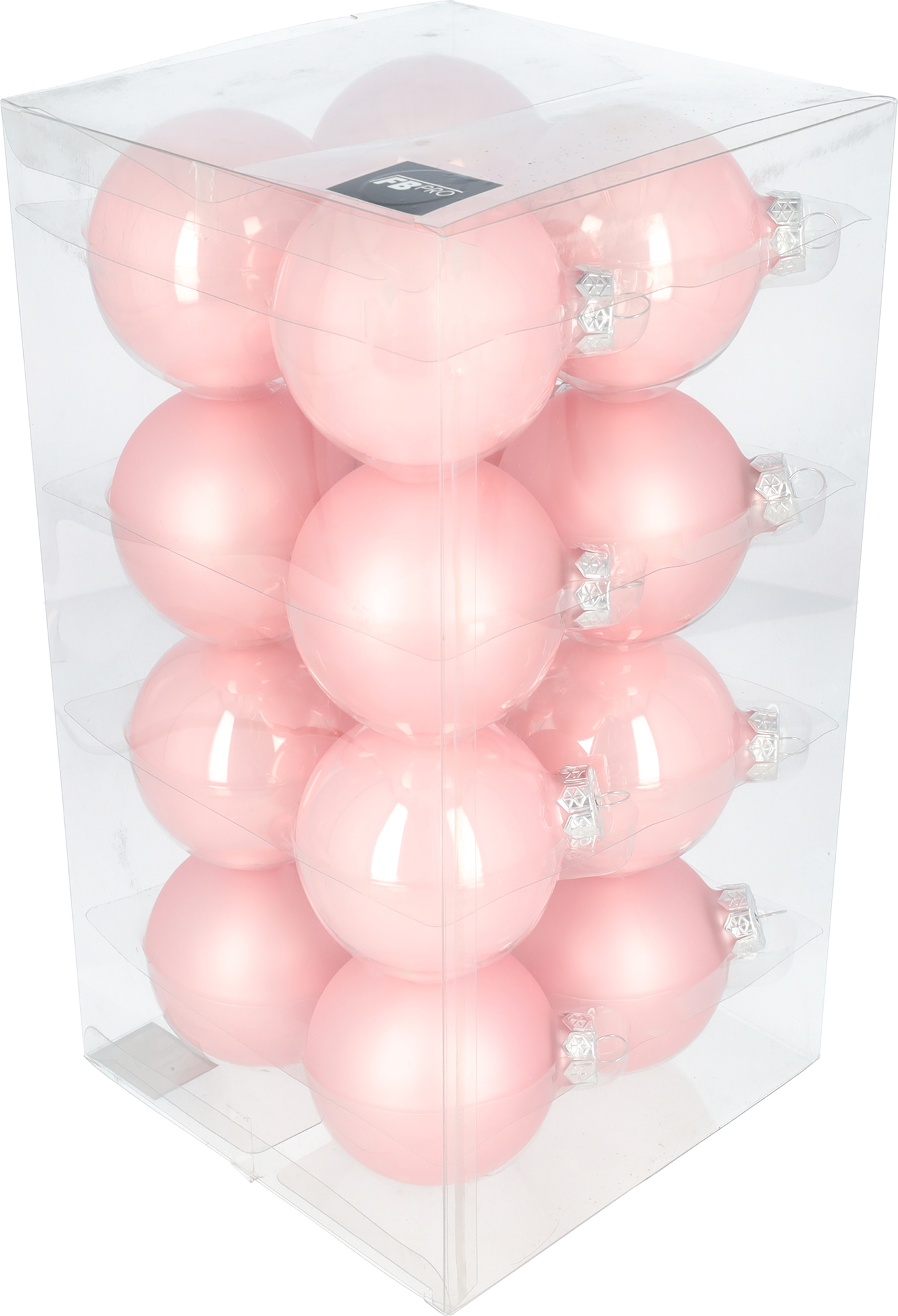 Glazen kerstballen - Set van 16 stuks/80mm - Glas - Powder Pink - Roze