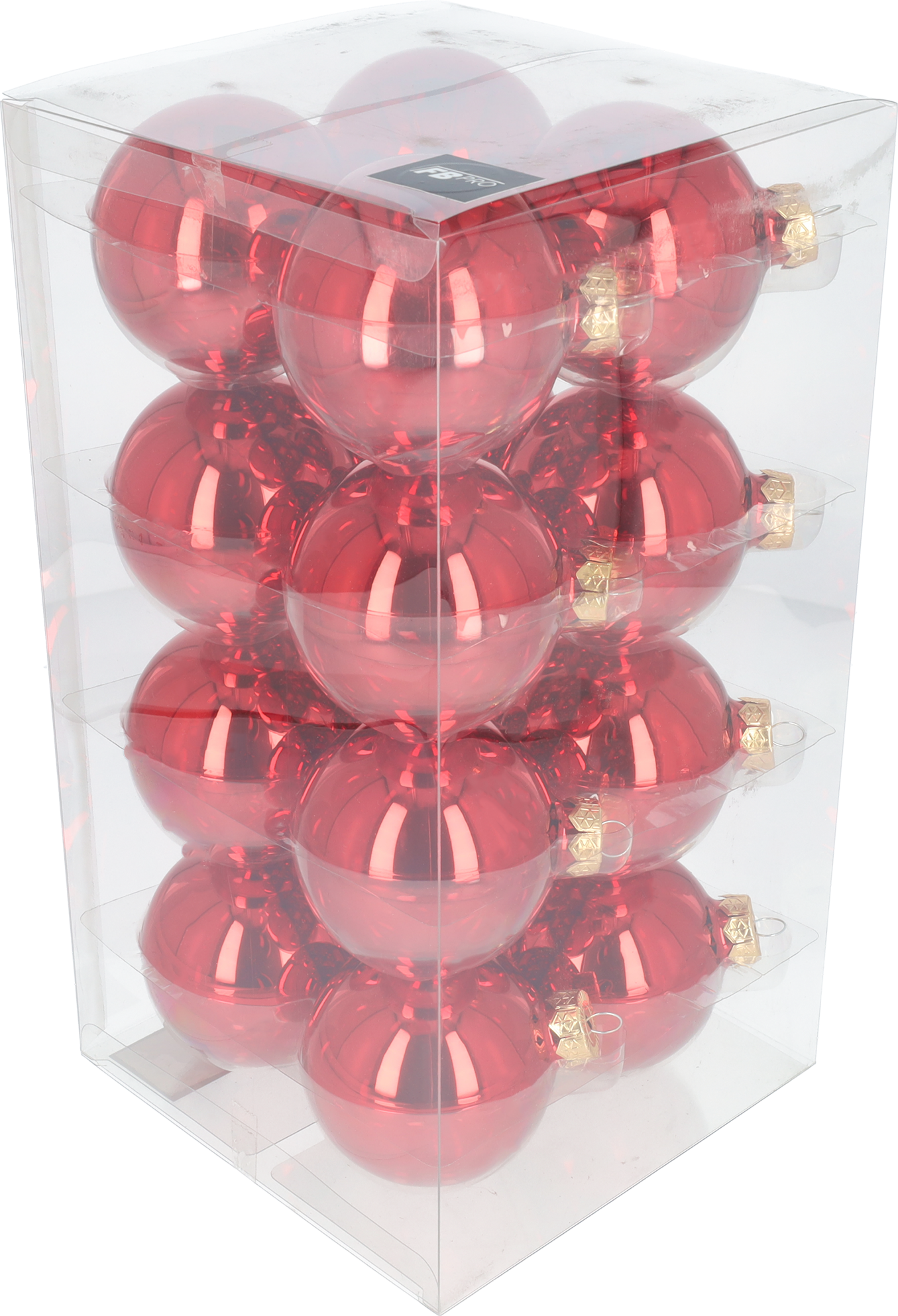 Glazen kerstballen - Set van 16 stuks/80mm - Luxe kerst decoratie - Sfeervolle kerstversiering voor in de kerstboom - Glas - Rood Glans