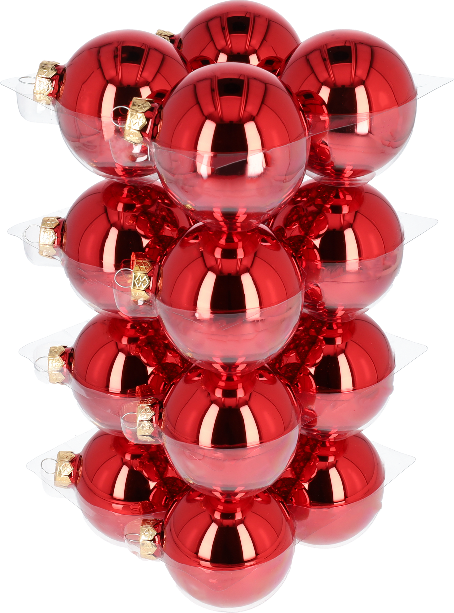 Glazen kerstballen - Set van 16 stuks/80mm - Luxe kerst decoratie - Sfeervolle kerstversiering voor in de kerstboom - Glas - Rood Glans