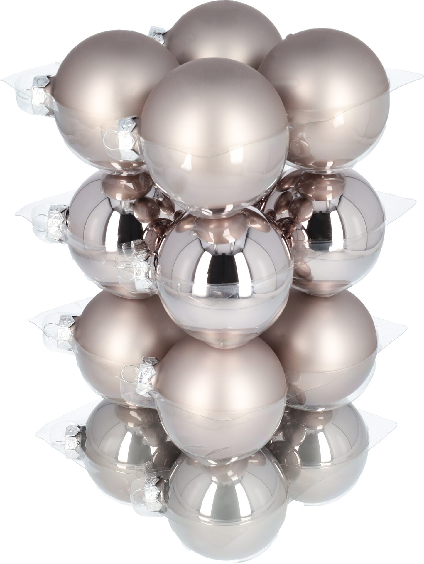 Glazen kerstballen - Set van 16 stuks/80mm - Glas - Titan Grey - Grijs