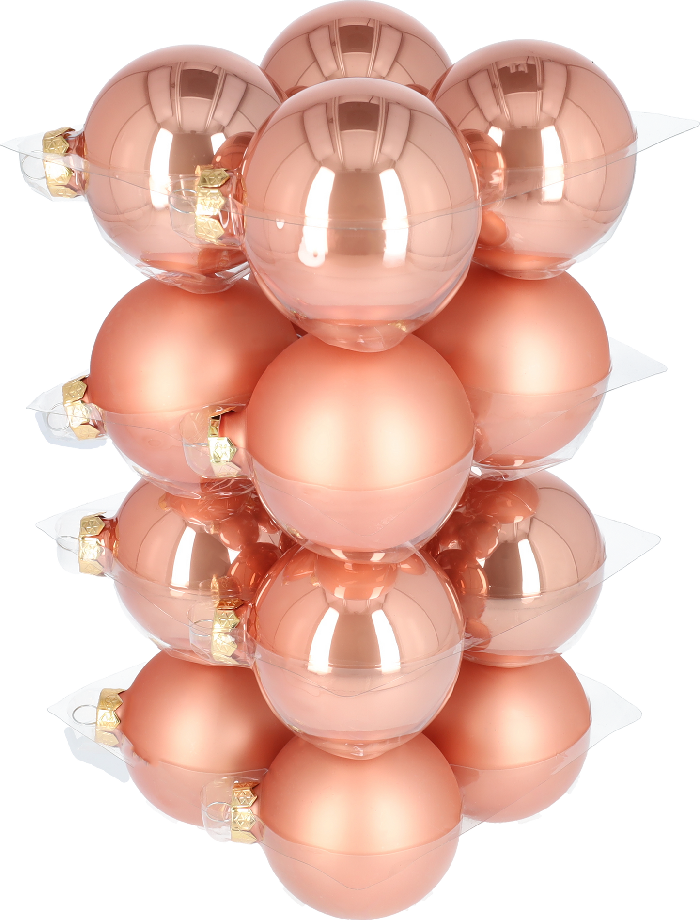 Glazen kerstballen - Set van 16 stuks/80mm - Glas - Terra Sand - Rozekleurig