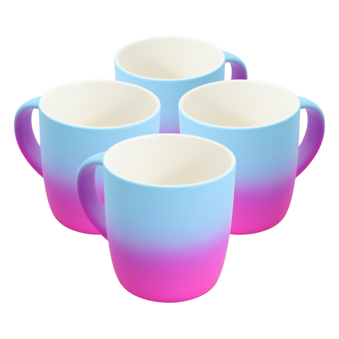 Kleurrijke blauw/hot pink brede mokken! - 4 stuks - 300ml - Koffiemok met gradient ontwerp