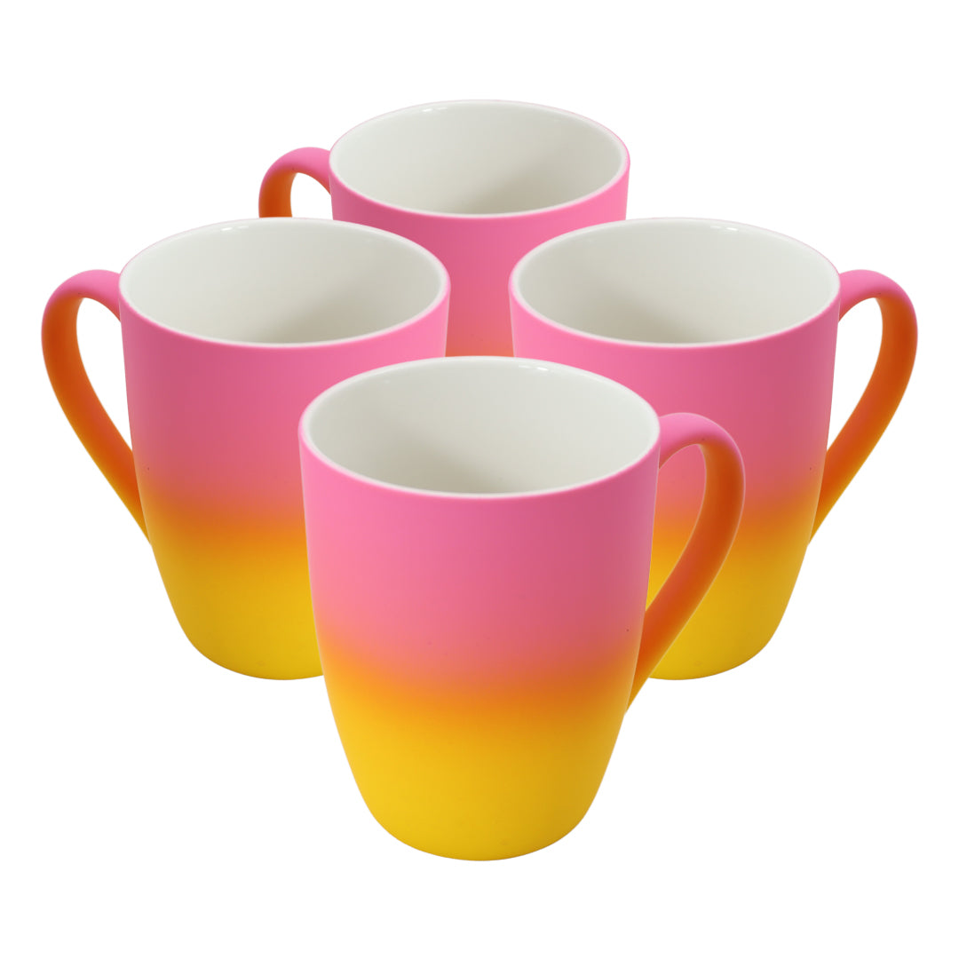 Kleurrijke Geel/Roze mokken! - 4 stuks van 300ml - Koffiemok met gradiënt ontwerp