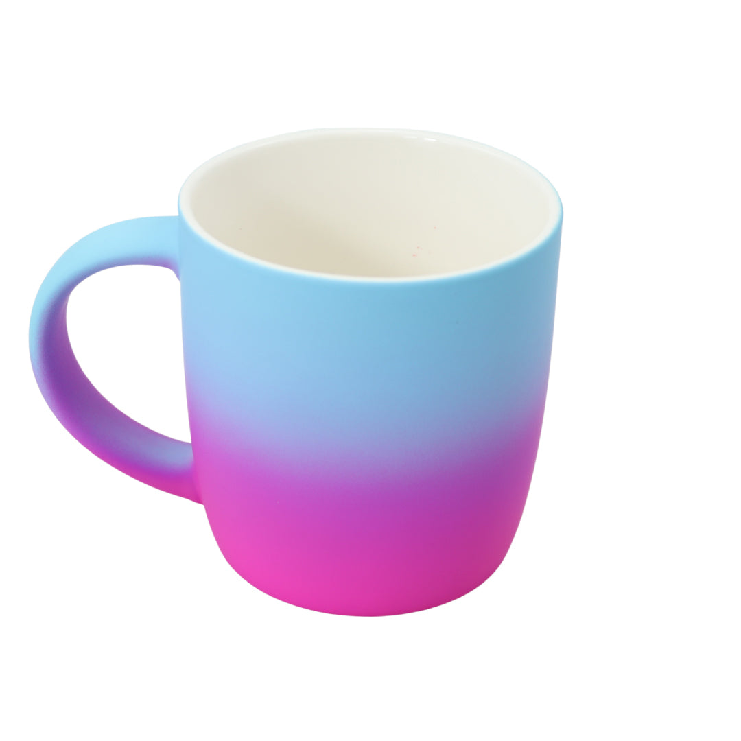 Kleurrijke blauw/hot pink brede mokken! - 4 stuks - 300ml - Koffiemok met gradient ontwerp