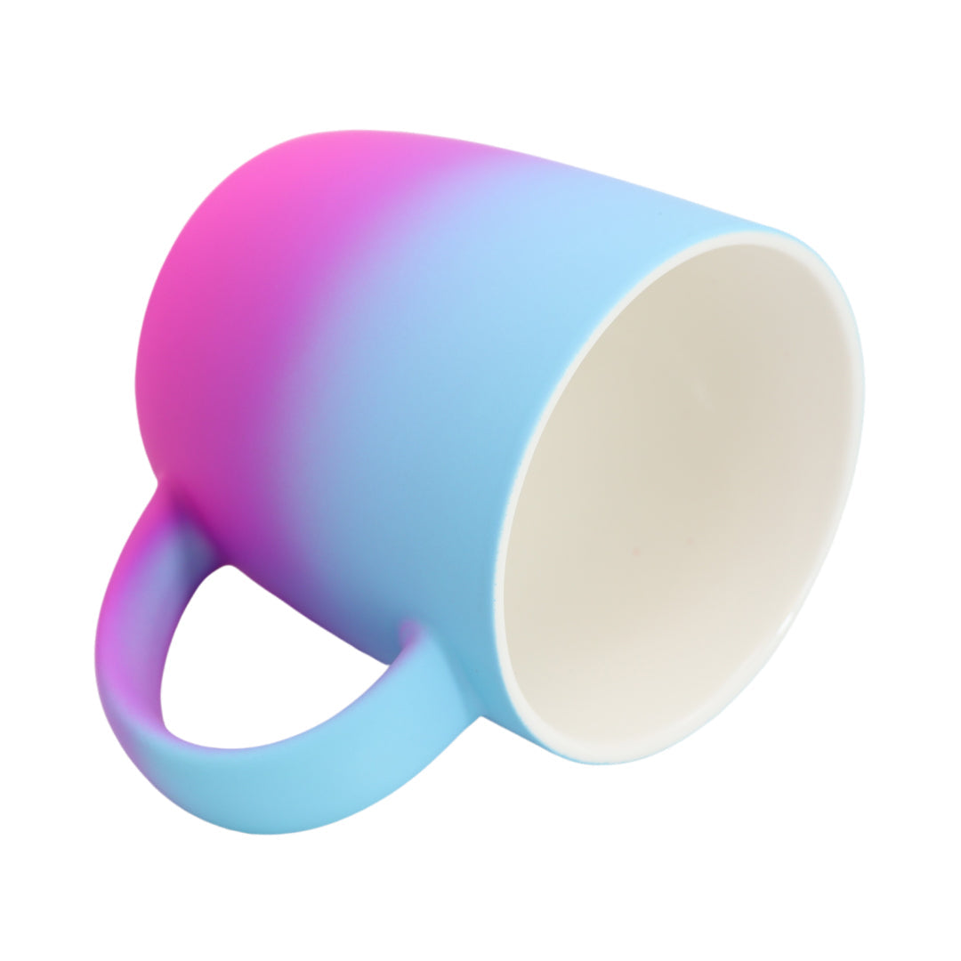 Kleurrijke blauw/hot pink brede mokken! - 4 stuks - 300ml - Koffiemok met gradient ontwerp