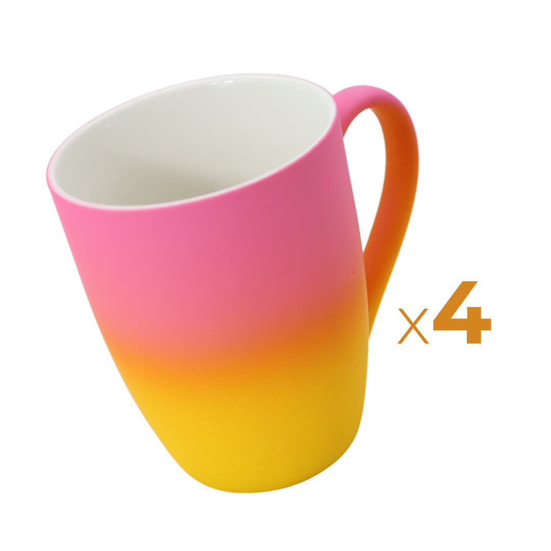 Kleurrijke Geel/Roze mokken! - 4 stuks van 300ml - Koffiemok met gradiënt ontwerp