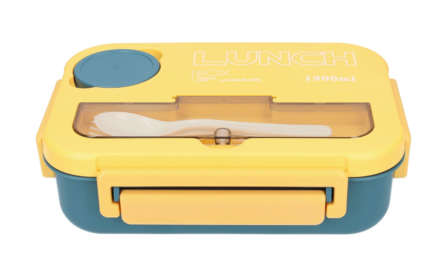 Mooie Lunchbox 1300ml - BPA vrij - Bentobox - Ook te gebruiken als Broodtrommel - Geel - Met Bestek en Sausbakje