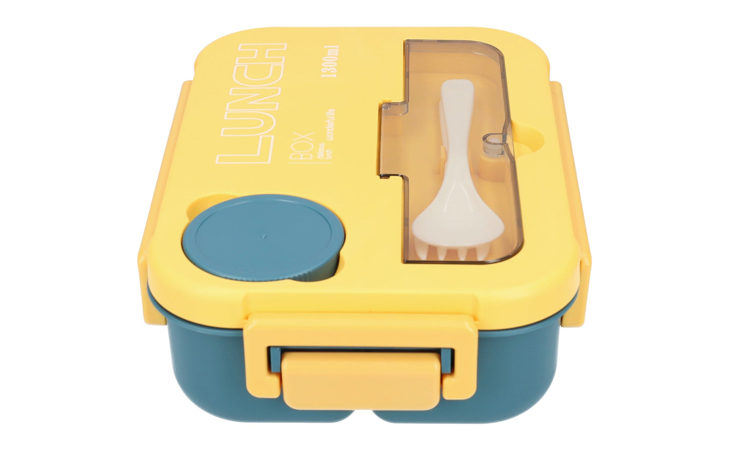 Mooie Lunchbox 1300ml - BPA vrij - Bentobox - Ook te gebruiken als Broodtrommel - Geel - Met Bestek en Sausbakje