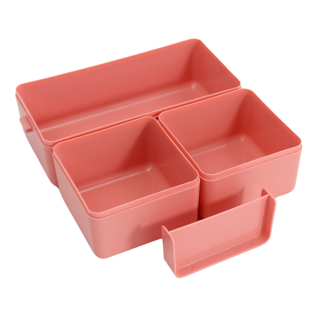 Lunchbox - 1400ml - Met servies en vakjes x3 - Roze