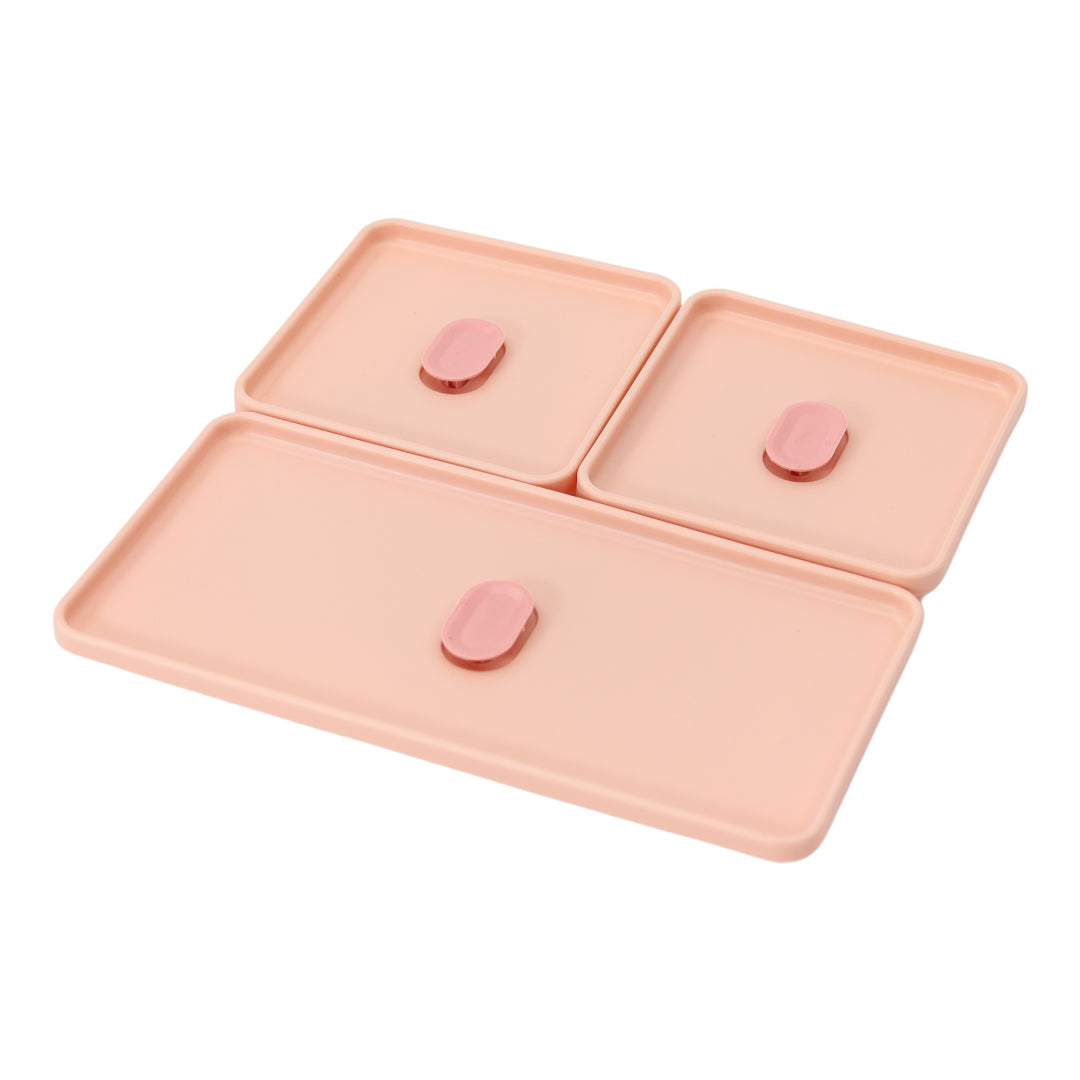 Lunchbox - 1400ml - Met servies en vakjes x3 - Roze