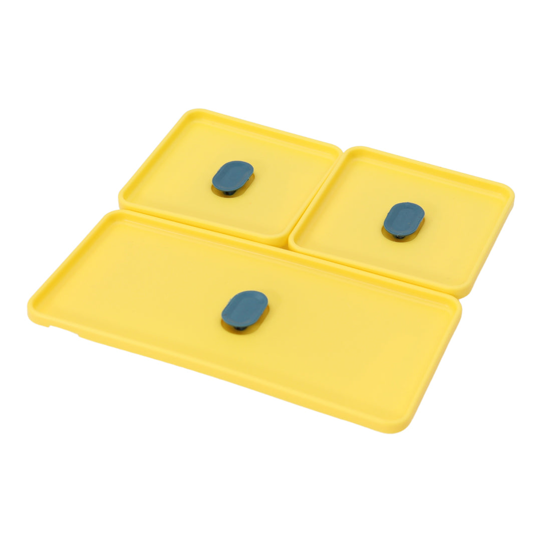 Lunchbox - 1400ml - Met servies en vakjes x3 - Geel & Blauw