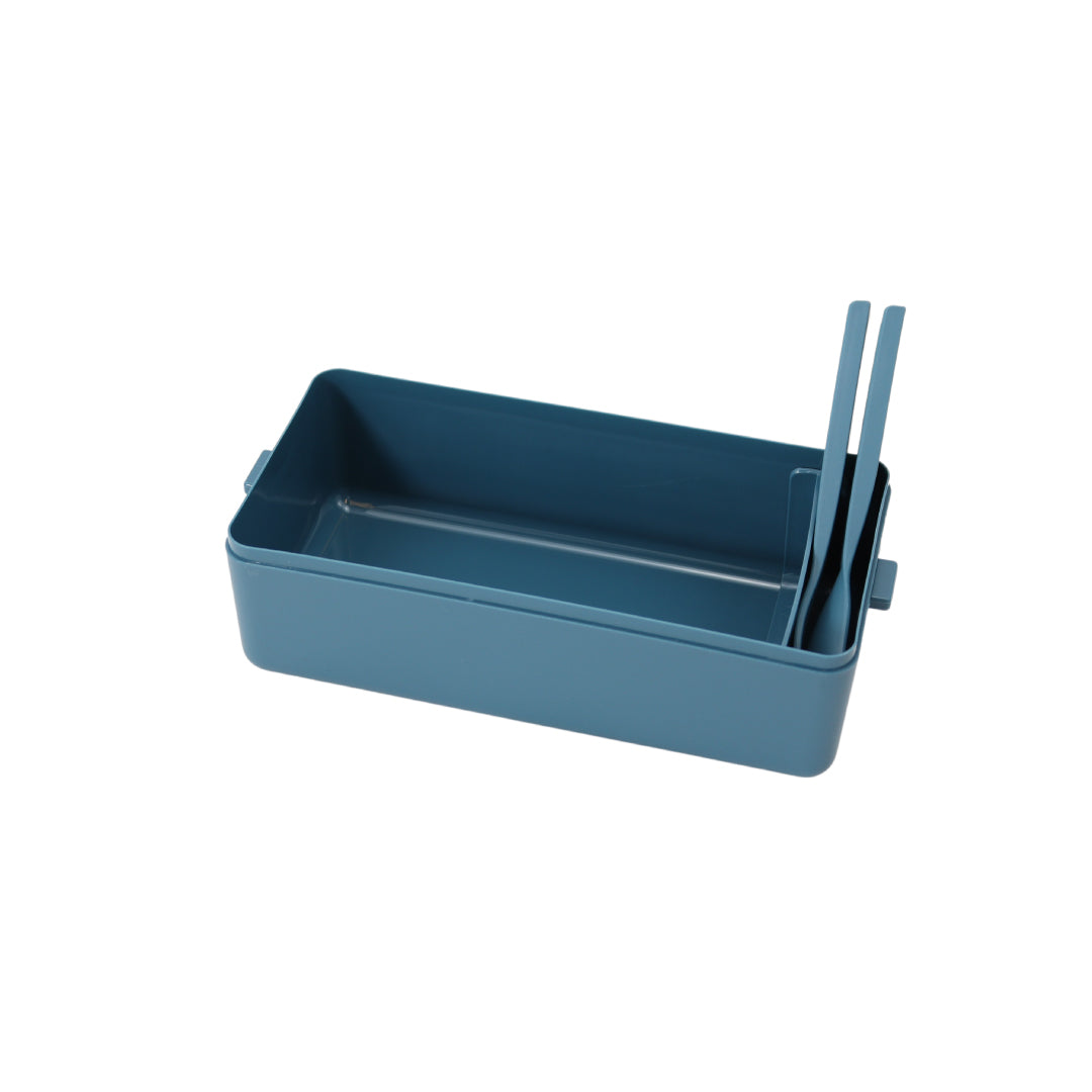 Lunchbox - 1400ml - Met servies en vakjes x3 - Geel & Blauw