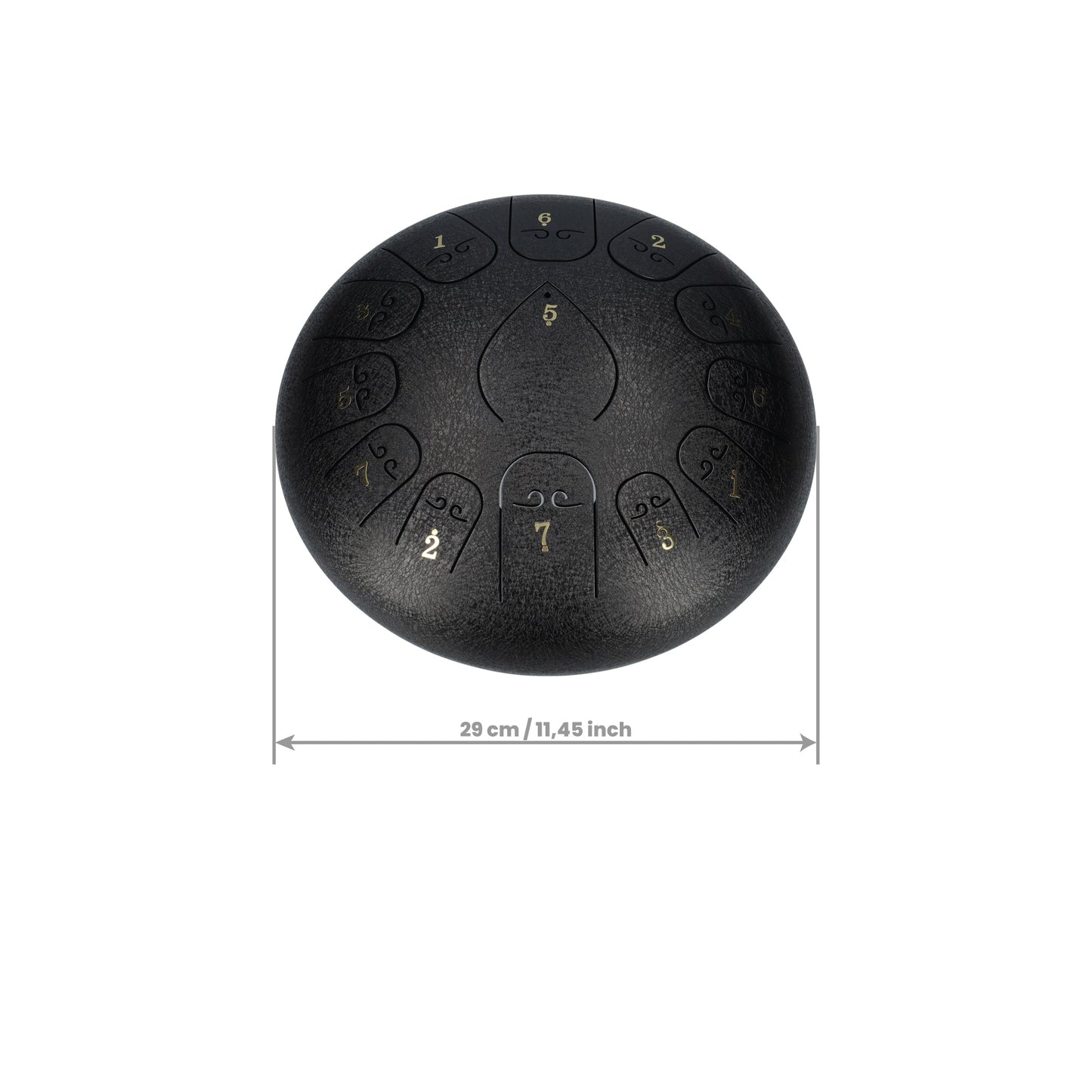 Handpan, Klankschaal, Tongue Drum, Handpan Drum, Regen Drum - 29cm / 11,45 inches - Zwart