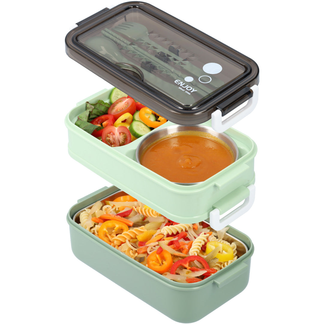 Lunchbox met soepkom Groen - Luxe bentobox - luchtdicht en lekvrij - BPA vrij!
