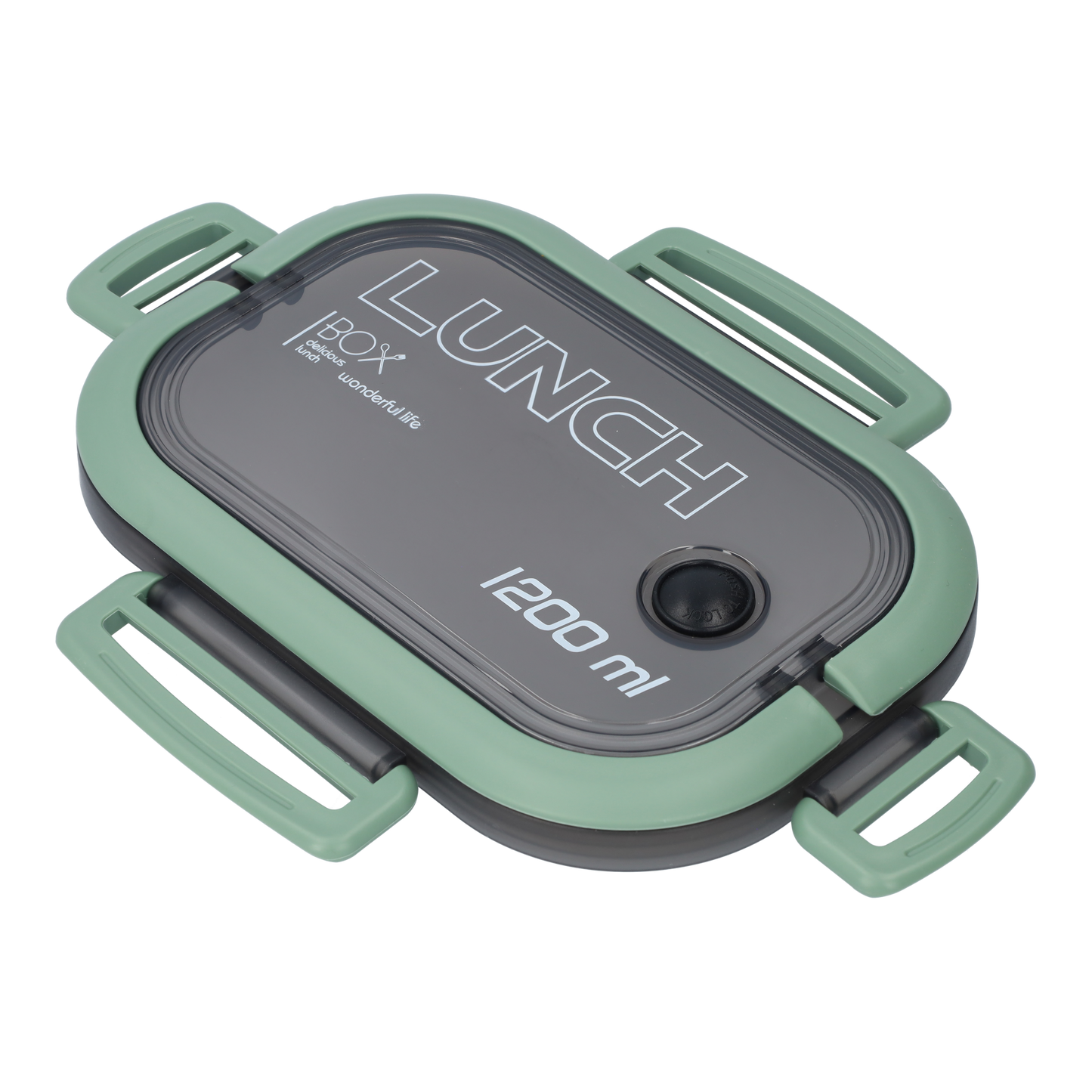 Lunchbox - Luxe bentobox - 3 vakjes - Lepel en vork inbegrepen - Ook te gebruiken als broodtrommel - Luchtdicht en lekvrij - 1200 ml - Groen