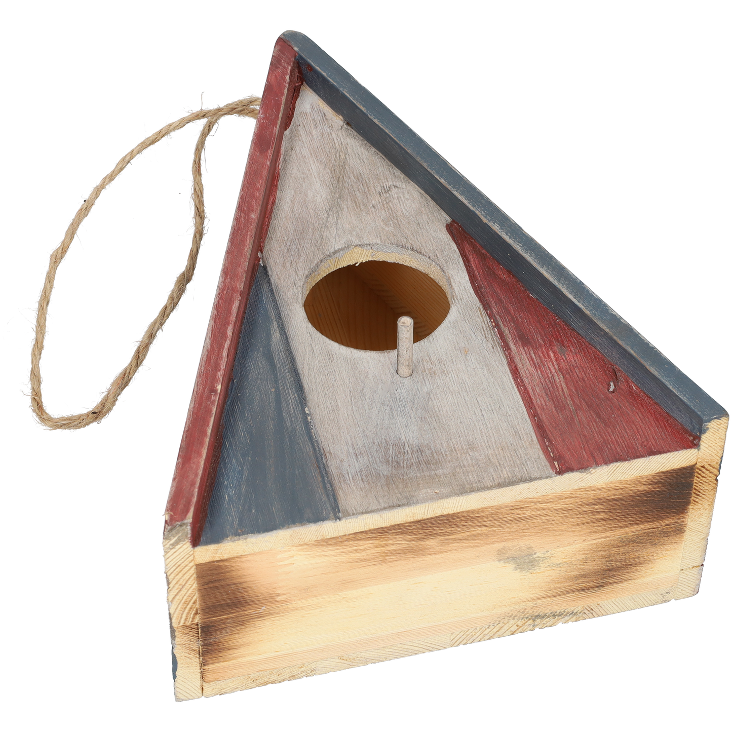 Vogelhuisje - Vogelhuis - Rustiek vogelhuis voor vogels - Decoratie voor in de tuin of aan de boom! - Nestkastje - Vogelnest gemaakt van hout - Geschikt voor bijvoorbeeld de koolmees, groenling, pimpelmees en winterkoning! - Rood, Wit & Blauw