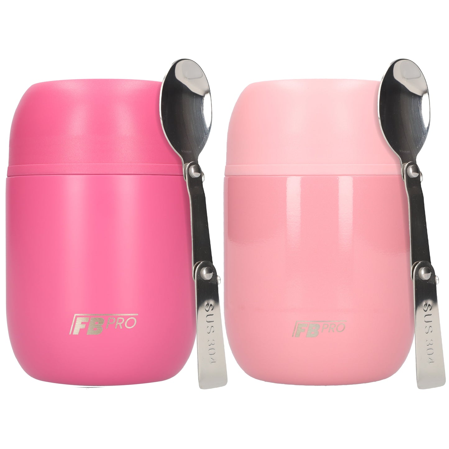 Roze & Lichtroze voedselcontainer Thermos Voedselcontainer met Lepel x2 - Thermoskan - 450ml
