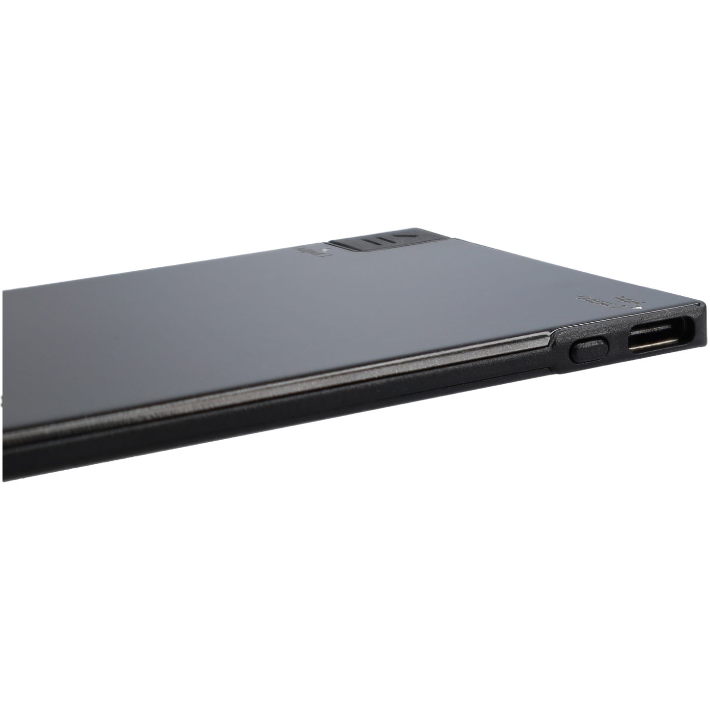 Powerbank zeer plat 5mm dik - 2650 mAh - USB ingang - USB-C - Met ingebouwde kabel! - Zwart