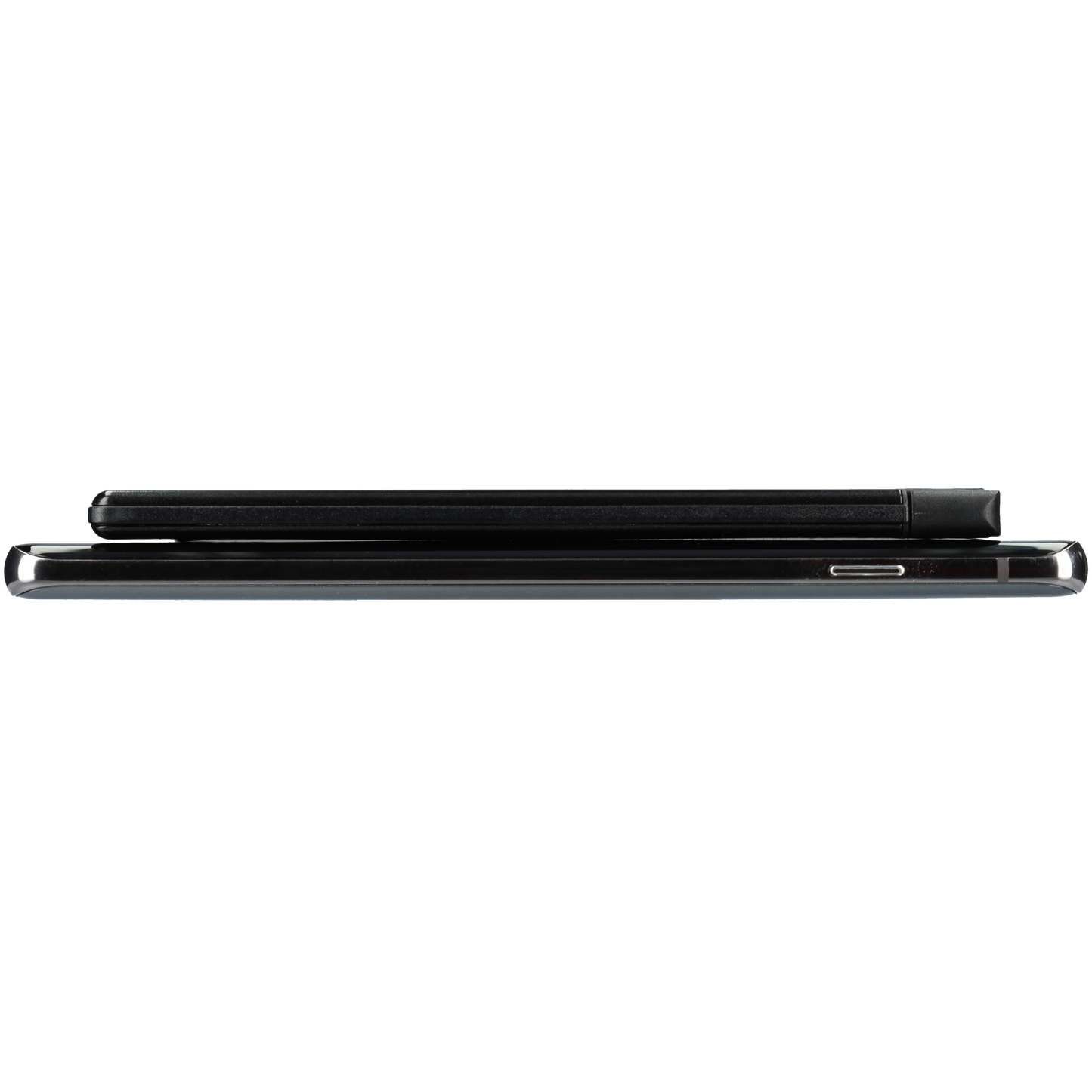 Powerbank zeer plat 6mm dik - 5000 mAh - USB ingang - USB-C - Met ingebouwde kabel! - Zwart
