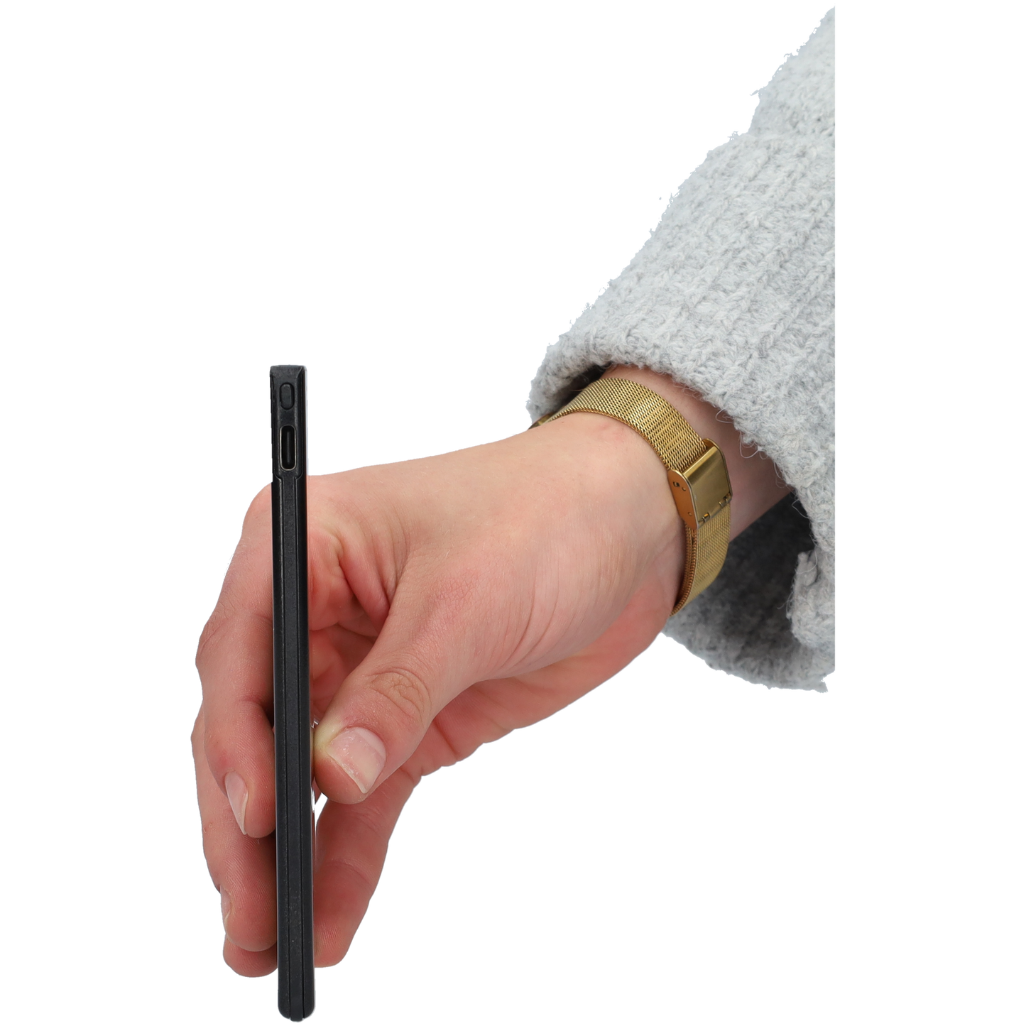 Powerbank zeer plat 6mm dik - 5000 mAh - USB ingang - USB-C - Met ingebouwde kabel! - Zwart
