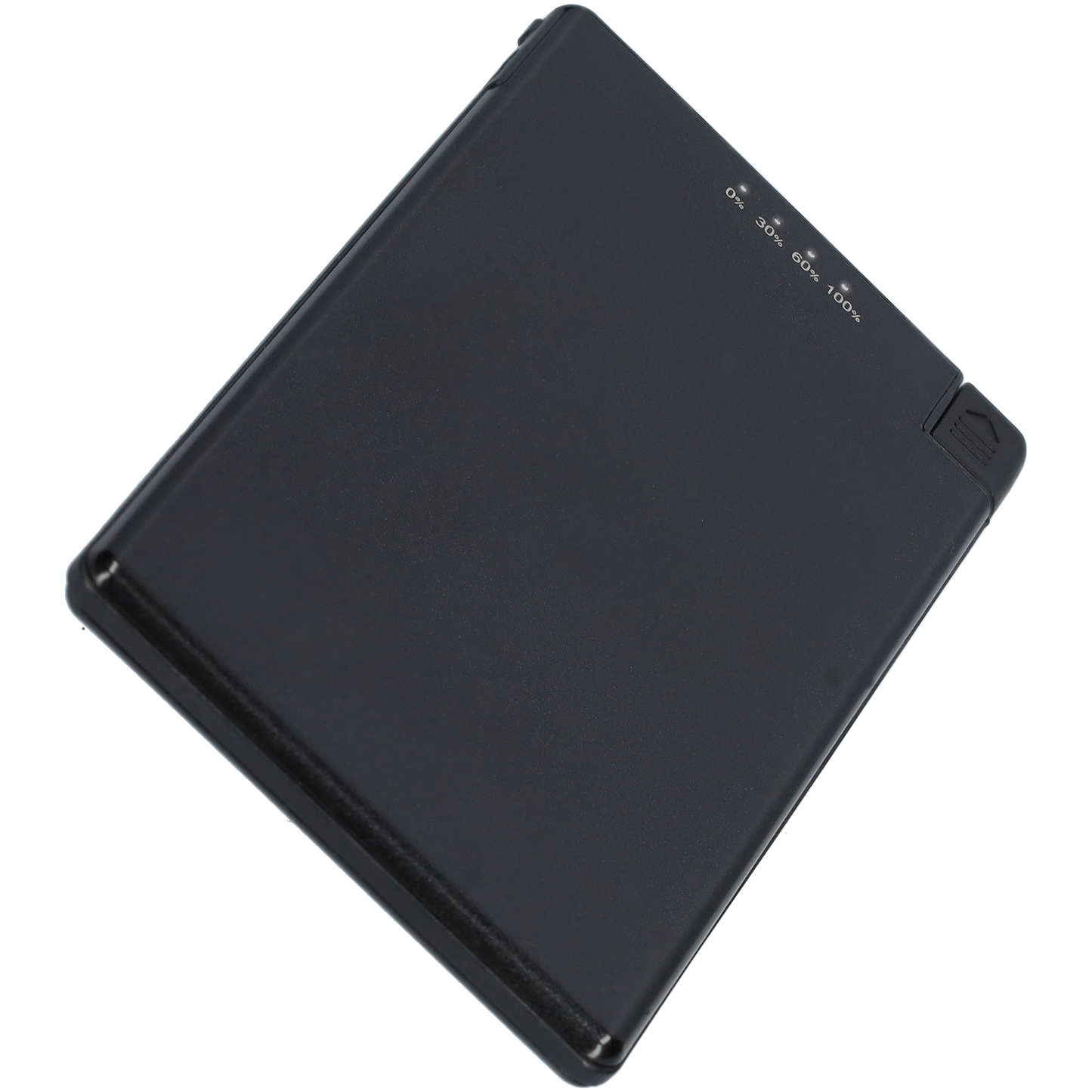 Powerbank zeer plat 6mm dik - 5000 mAh - USB ingang - USB-C - Met ingebouwde kabel! - Zwart