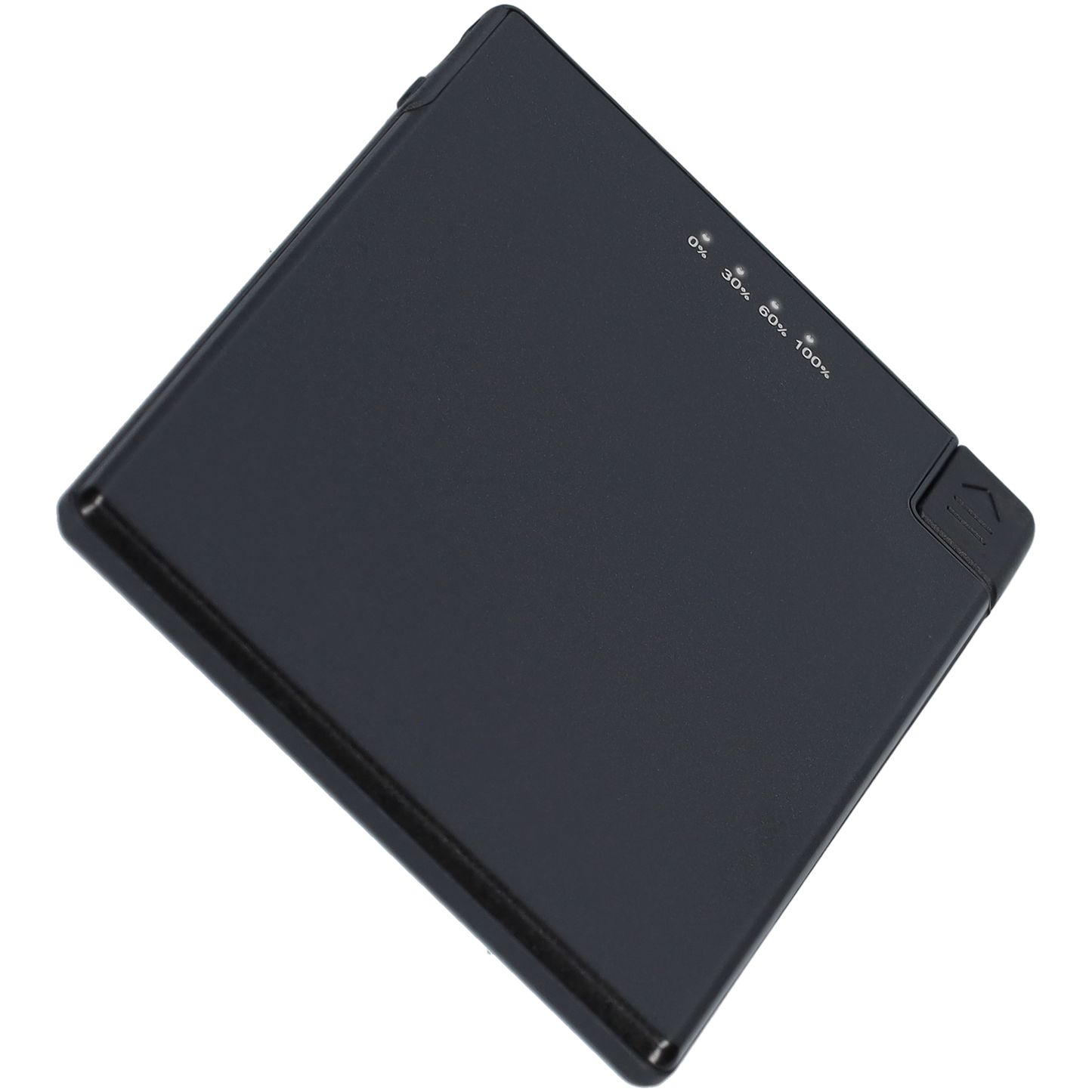 Powerbank zeer plat 5mm dik - 2650 mAh - USB ingang - USB-C - Met ingebouwde kabel! - Zwart