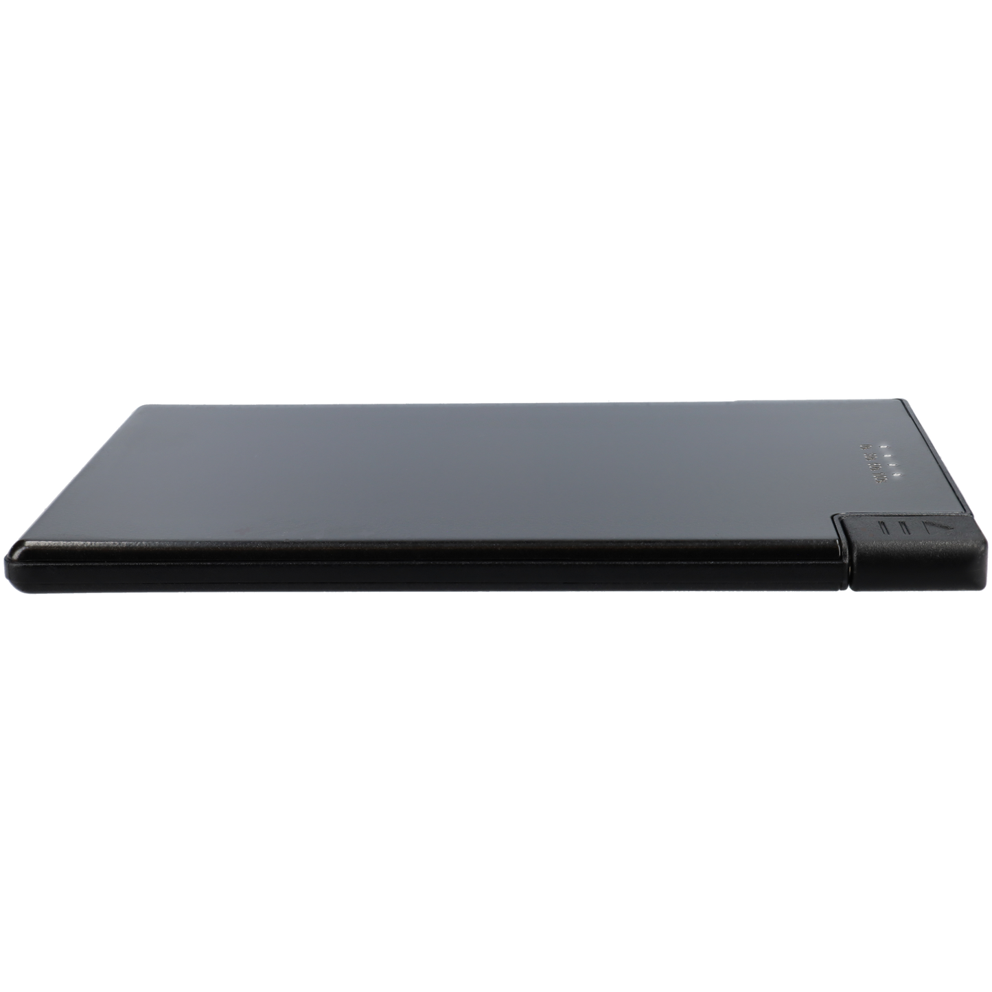 Powerbank zeer plat 5mm dik - 2650 mAh - USB ingang - USB-C - Met ingebouwde kabel! - Zwart