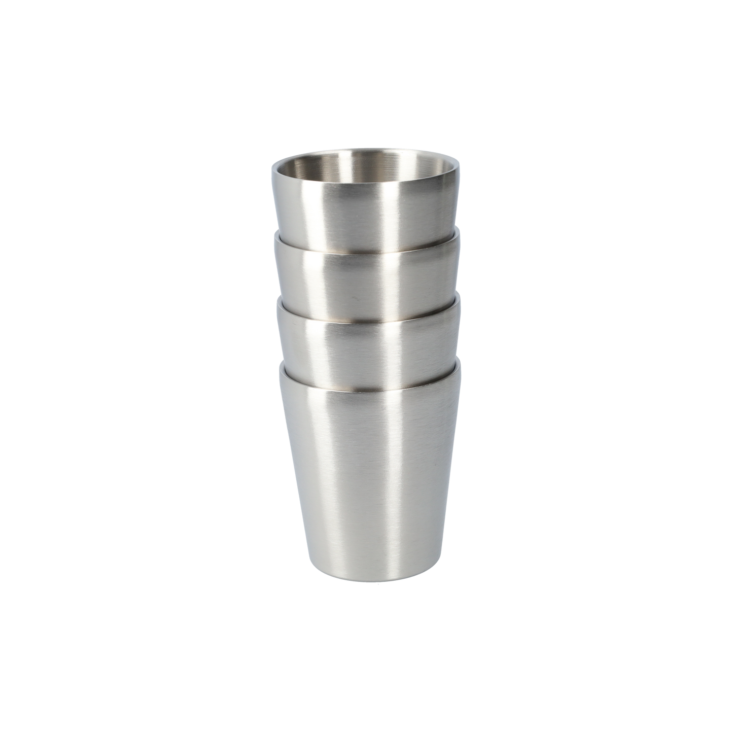 Bekers - Drinkglazen van RVS - Koffie of thee glazen - Roestvrij staal (4 stuks!) - 300 ML, zilver - Zonder oor
