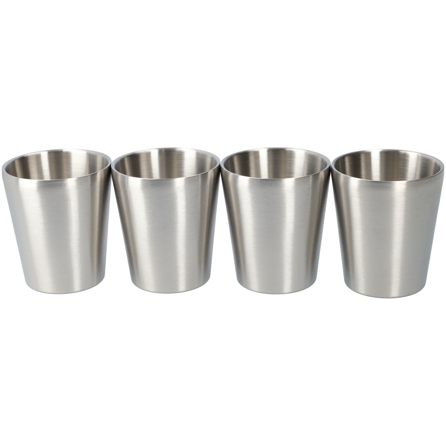 Bekers - Drinkglazen van RVS - Koffie of thee glazen - Roestvrij staal (4 stuks!) - 300 ML, zilver - Zonder oor