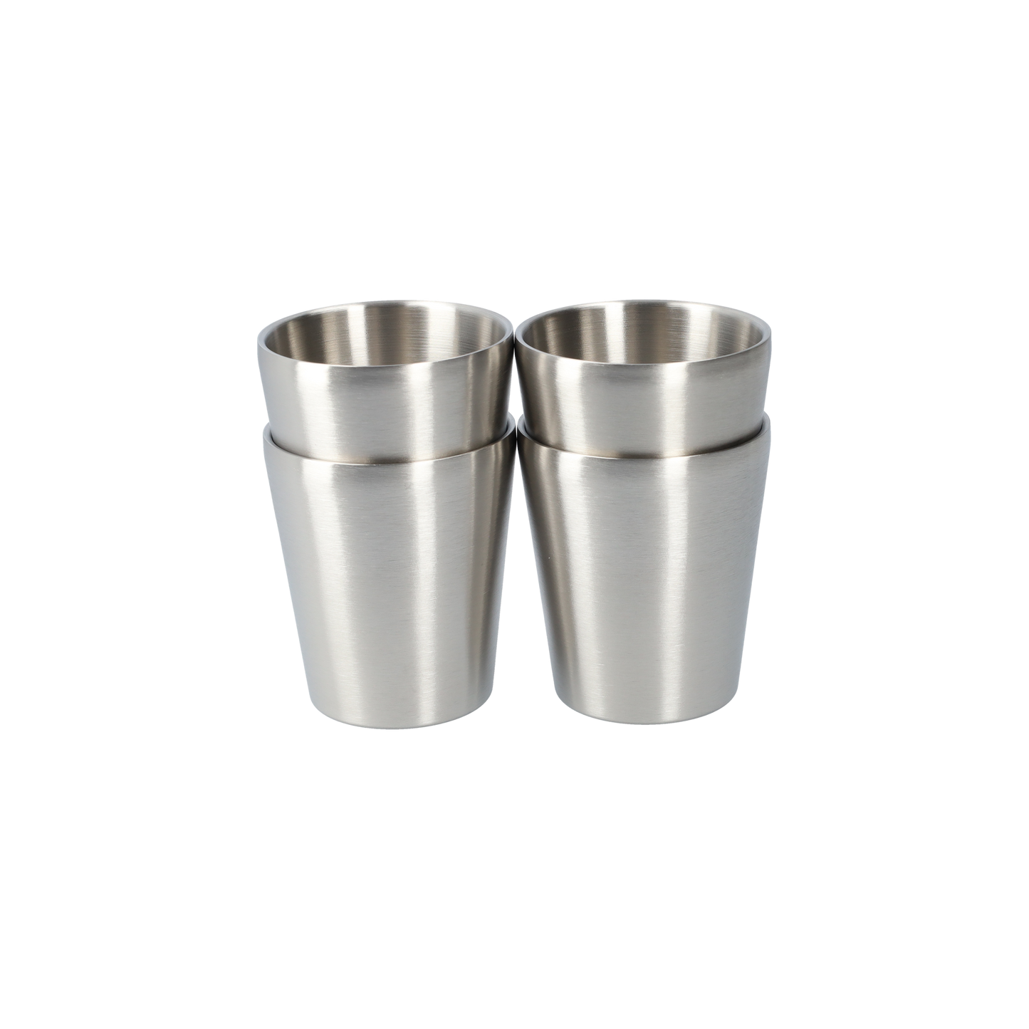 Bekers - Drinkglazen van RVS - Koffie of thee glazen - Roestvrij staal (4 stuks!) - 300 ML, zilver - Zonder oor