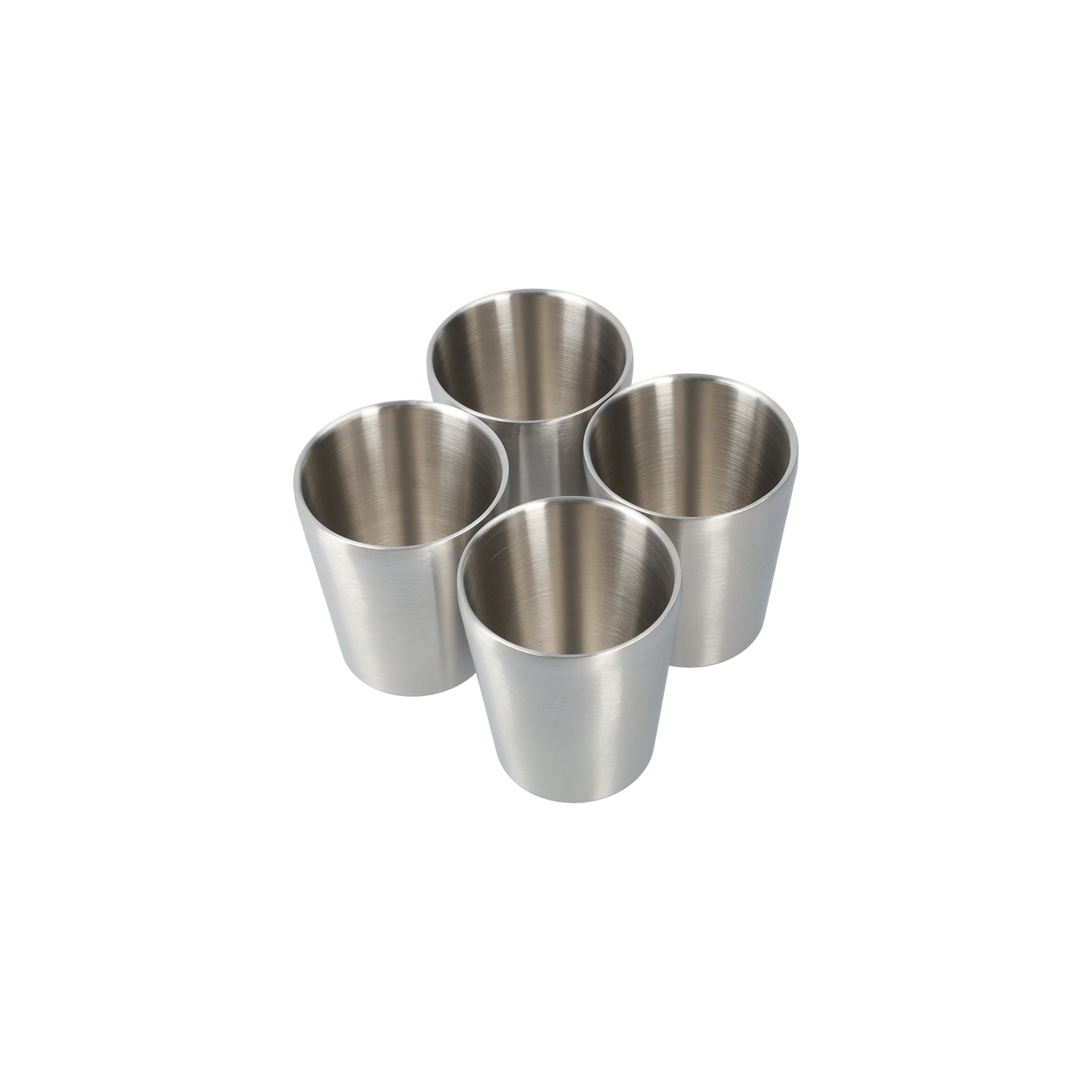Bekers - Drinkglazen van RVS - Koffie of thee glazen - Roestvrij staal (4 stuks!) - 300 ML, zilver - Zonder oor