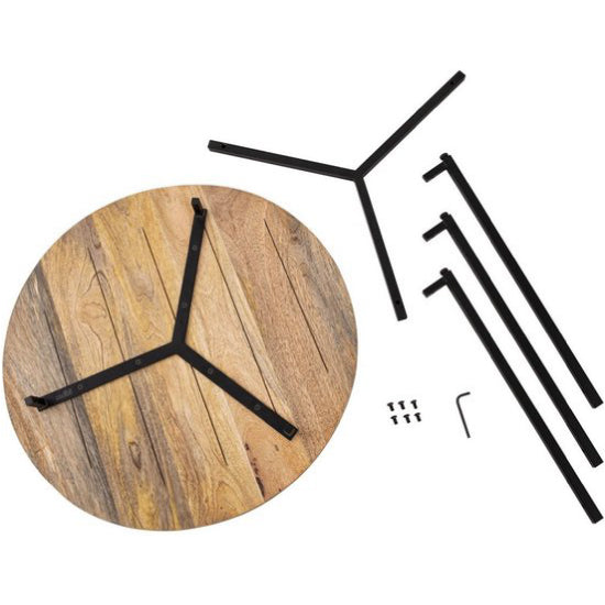 Salontafel rond massief hout ø 56cm - metalen frame - zwart