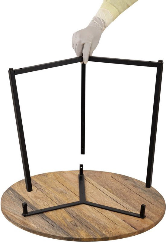 Salontafel rond massief hout ø 56cm - metalen frame - zwart