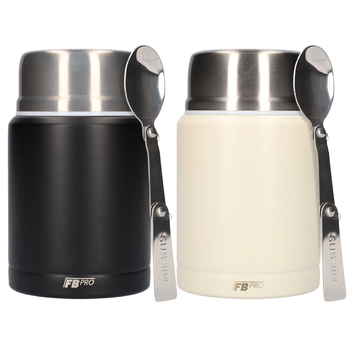 Witte & Zwarte Thermos Voedselcontainer - Thermoskan - 450ml