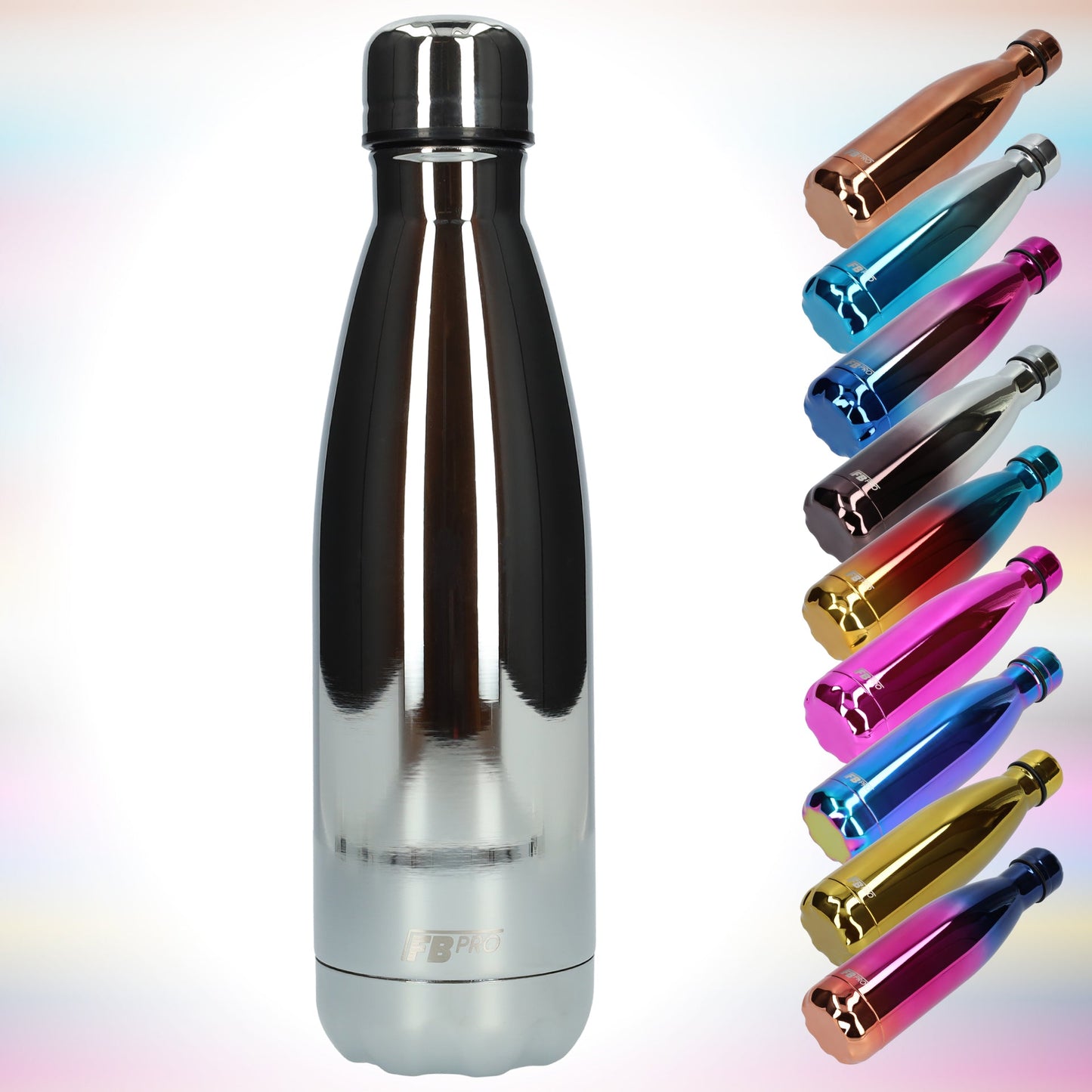 FBFS56, Thermosfles, Drinkfles, Waterfles - 500ml - Chrome Silver -Chroom Zilver
