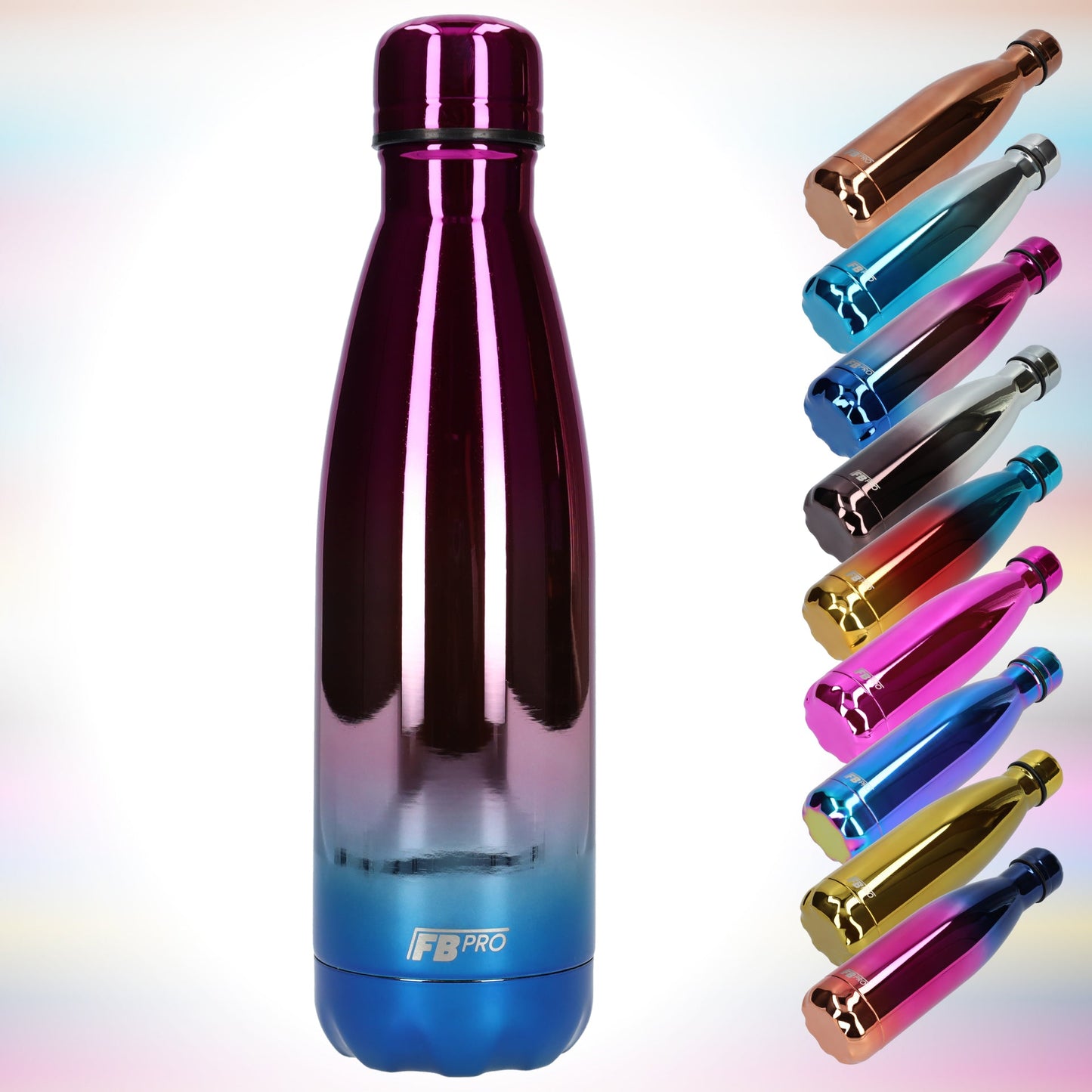 FBFS48, Thermosfles, Drinkfles, Waterfles - 500ml - Raspberry Chrome Blue - Framboos Chrome Blauw