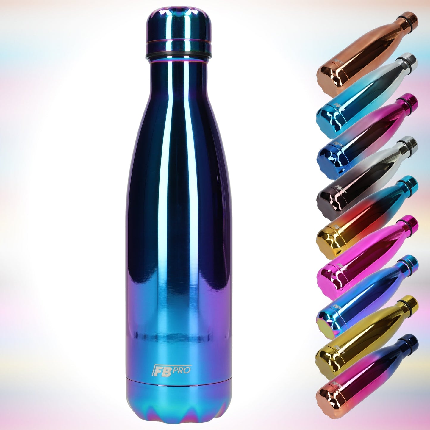 FBFS53, Thermosfles, Drinkfles, Waterfles - 500ml - Pearlescent Chrome Blue - Parelmoer Chroom Blauw