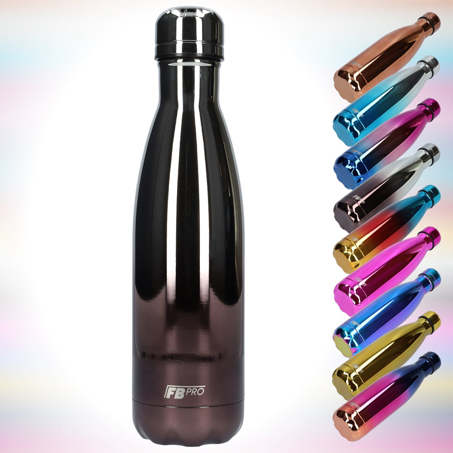 FBFS51, Thermosfles, Drinkfles, Waterfles - 500ml - Chrome Silver Brown - Chrome Zilver Bruin