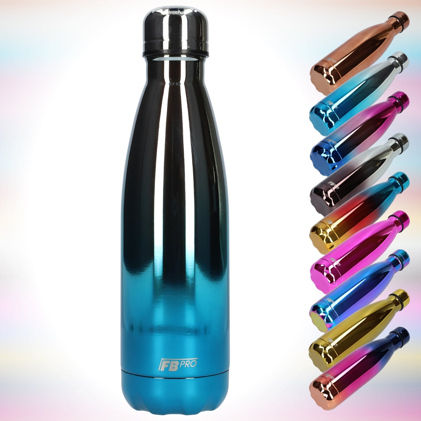 FBFS50, Thermosfles, Drinkfles, Waterfles - 500ml - Silver Blue Chrome - Zilver/Blauw Chroom