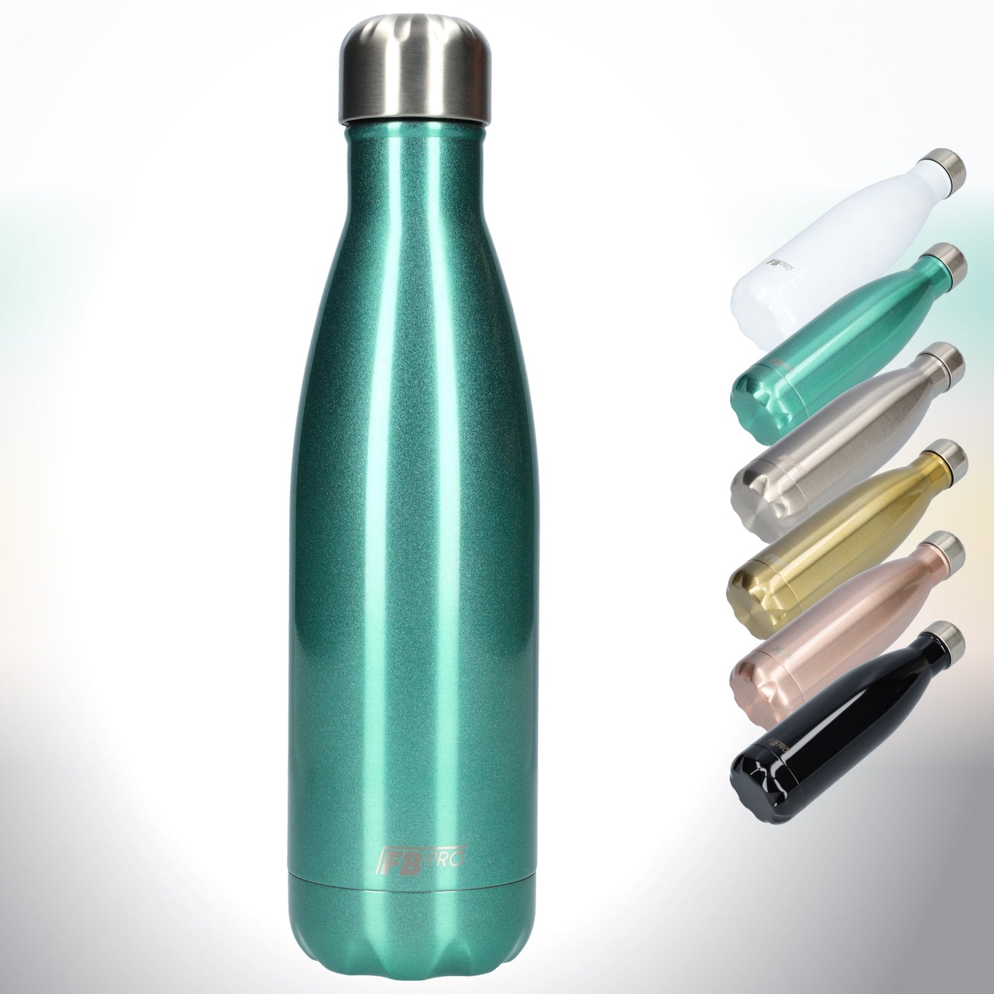 FBFS16, Thermosfles, Drinkfles, Waterfles - 500ml - Galaxy Turquoise - Glinsterend Turquoise