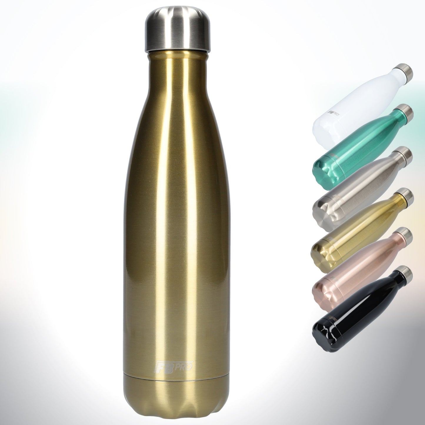 FBFS13, Thermosfles, Drinkfles, Waterfles - 500ml - Gold Chrome - Glimmend Goud